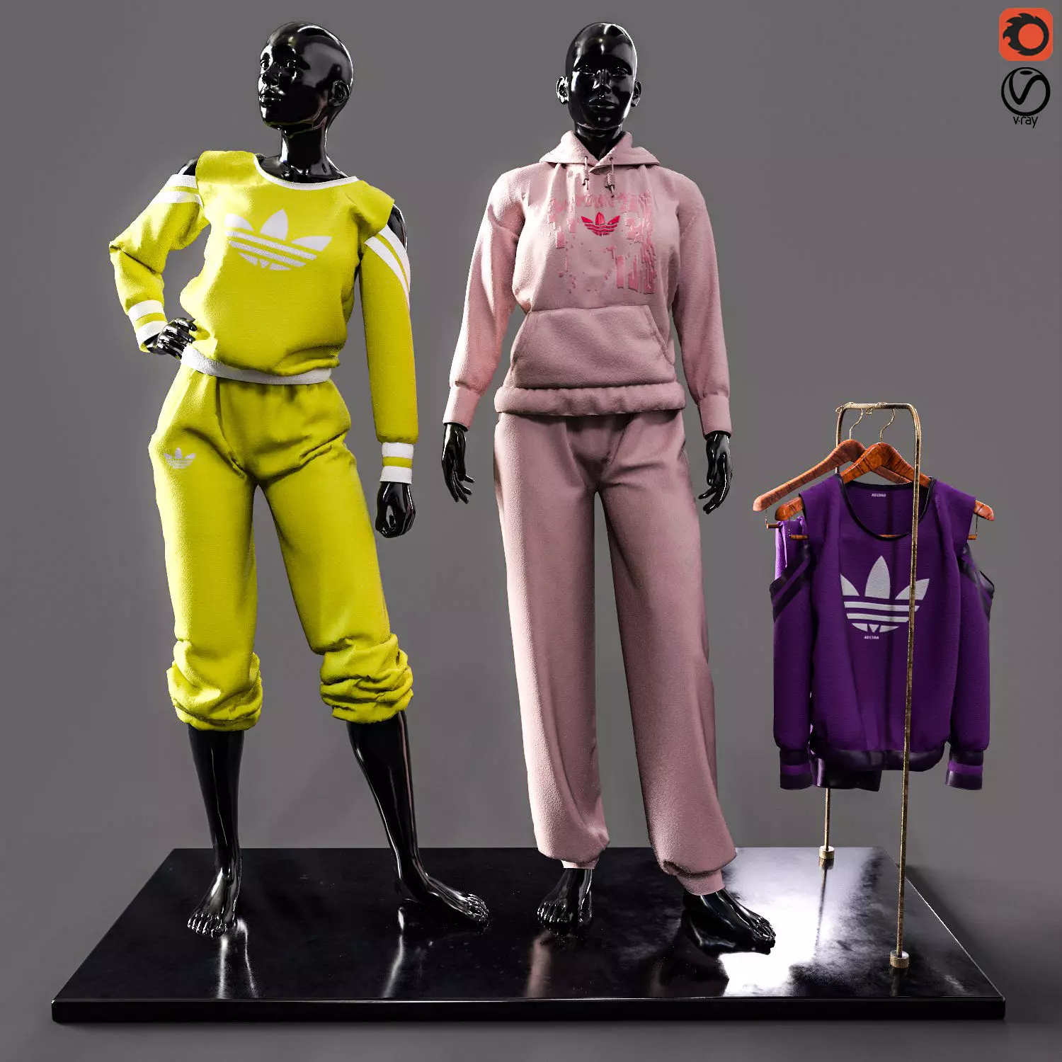 mannequinVol02 two mannequins wearing adidas clothing Low-poly 3D model_0