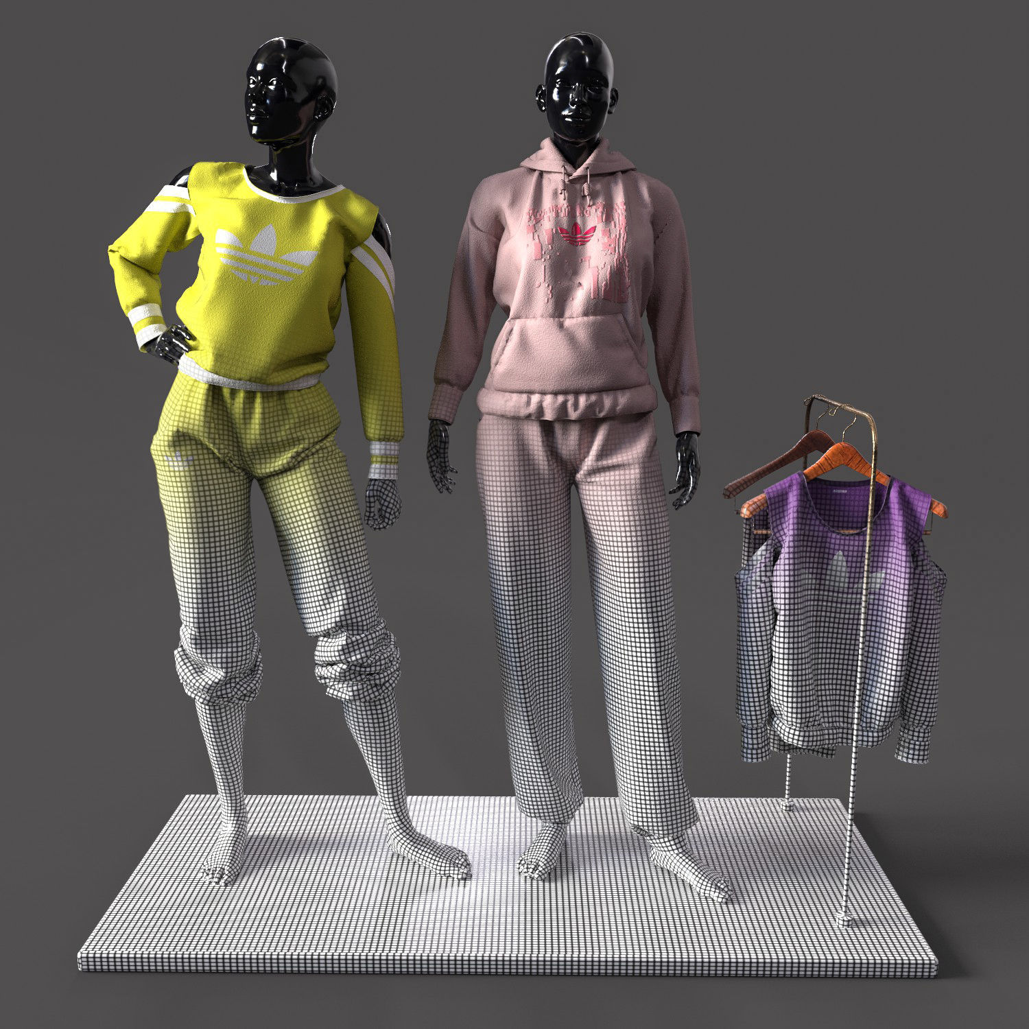 mannequinVol02 two mannequins wearing adidas clothing Low-poly 3D model_3