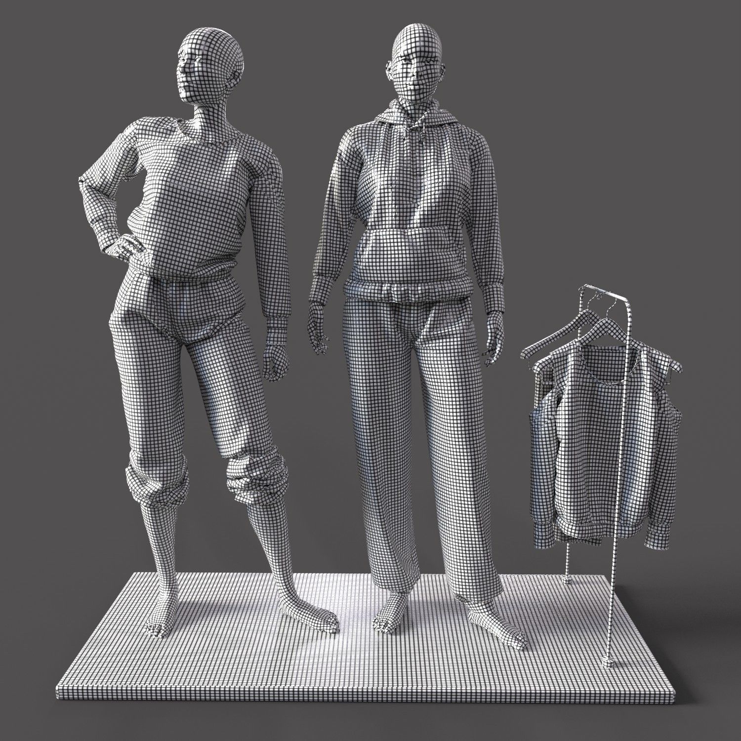 mannequinVol02 two mannequins wearing adidas clothing Low-poly 3D model_4
