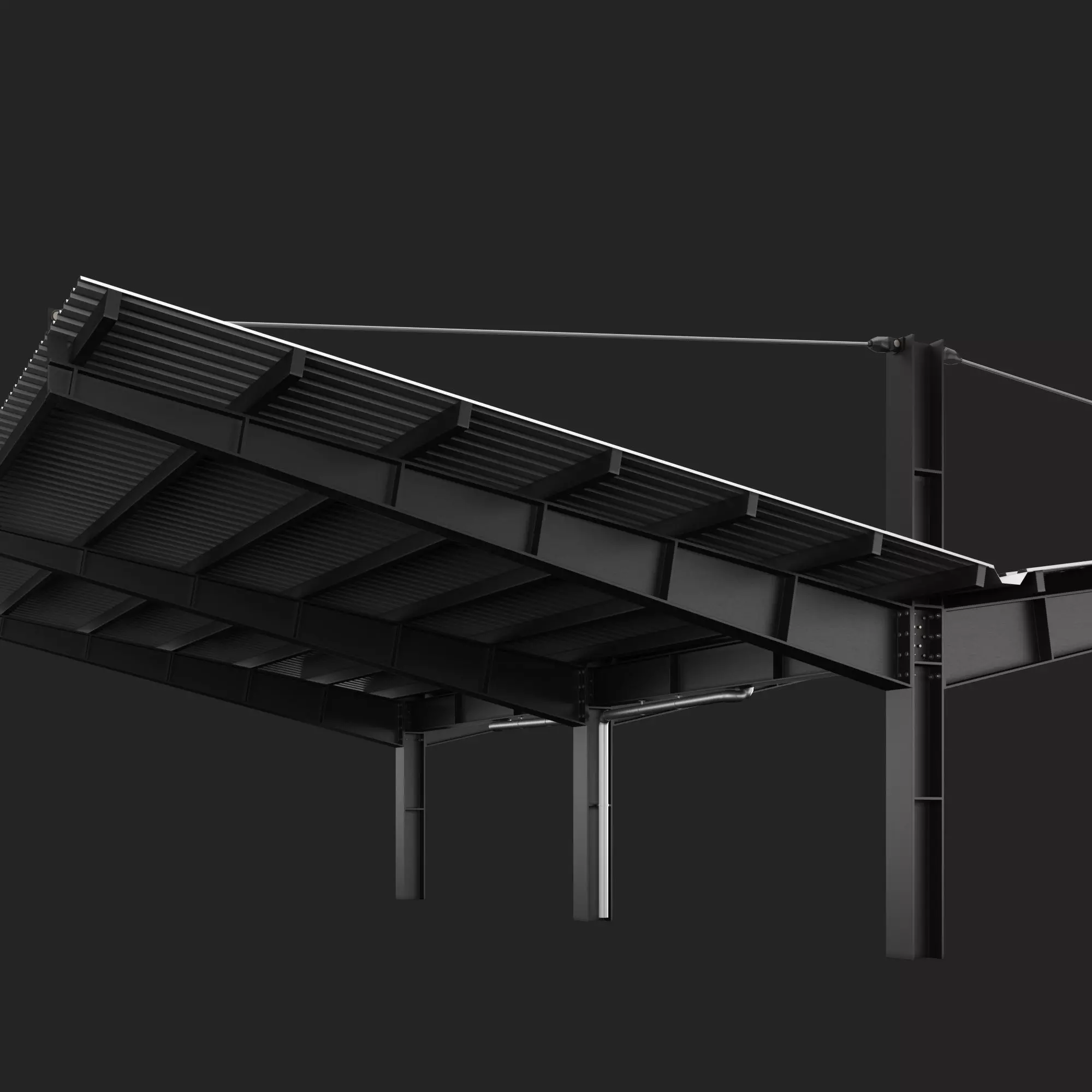 Modern metal carport 4 outdoor canopy shelter 3D model