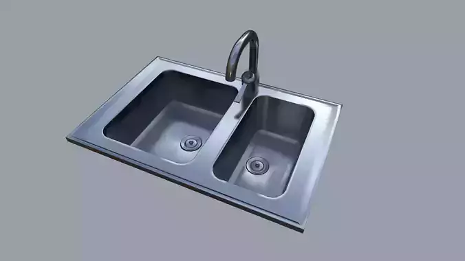 Kitchen Sink - 3 Versions - Low Poly 3D Model