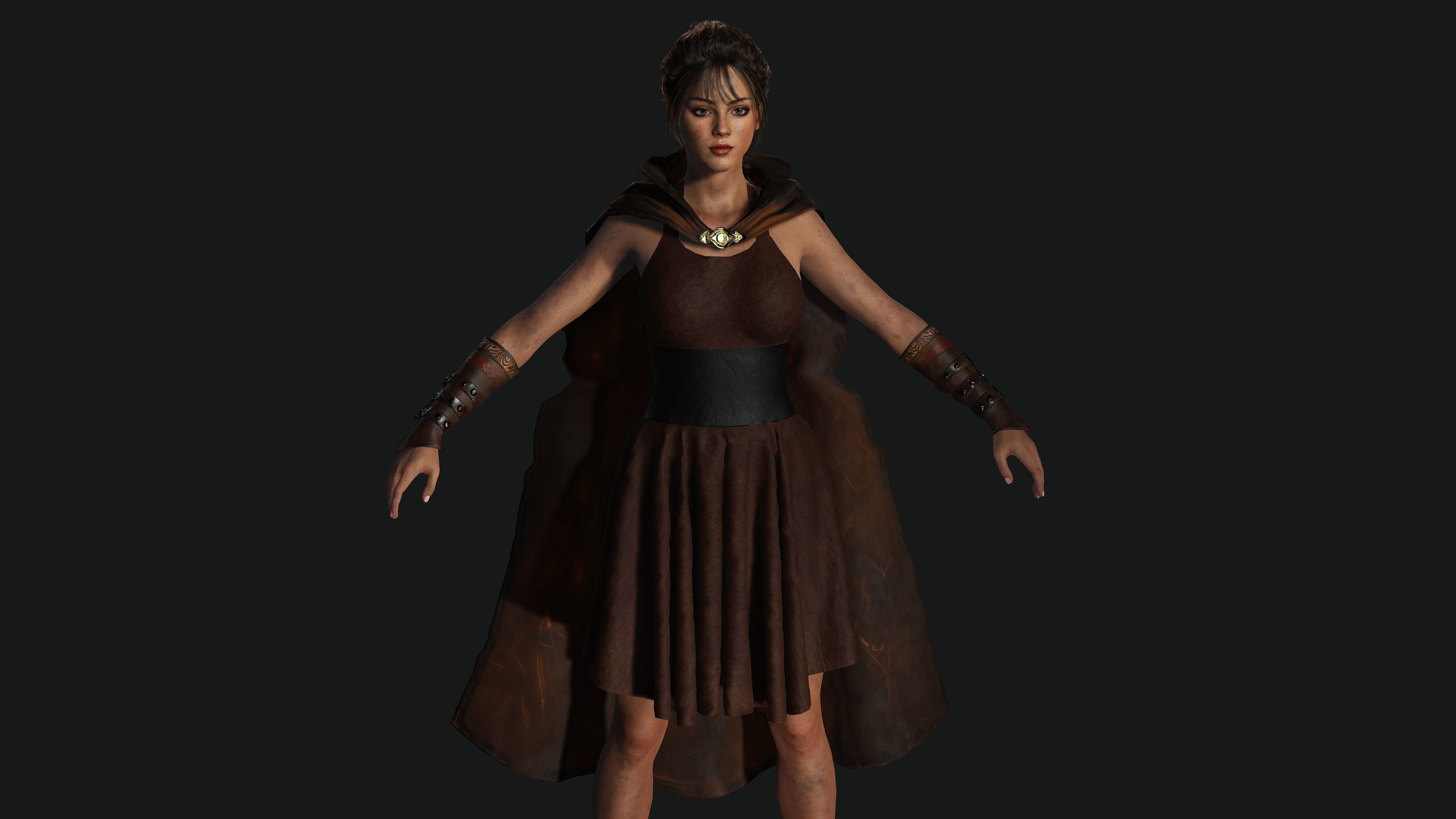 AAA 3D FANTASY FEMALE WARRIOR - KNIGHT CHARACTER Low-poly 3D model_2