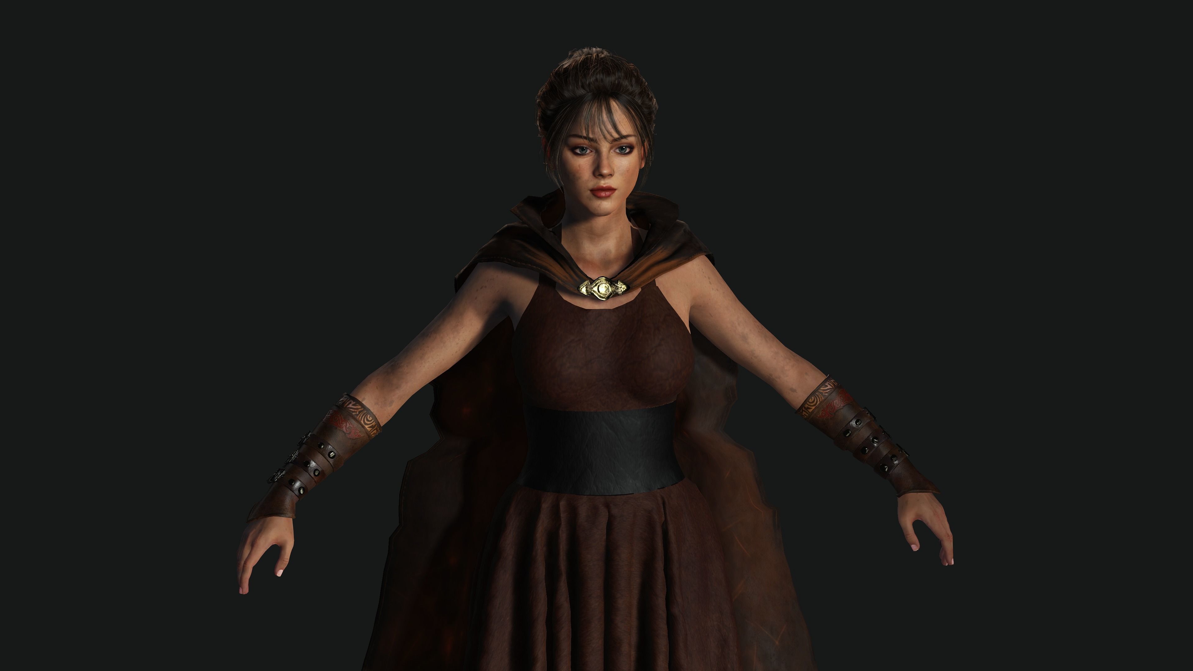 AAA 3D FANTASY FEMALE WARRIOR - KNIGHT CHARACTER Low-poly 3D model_3