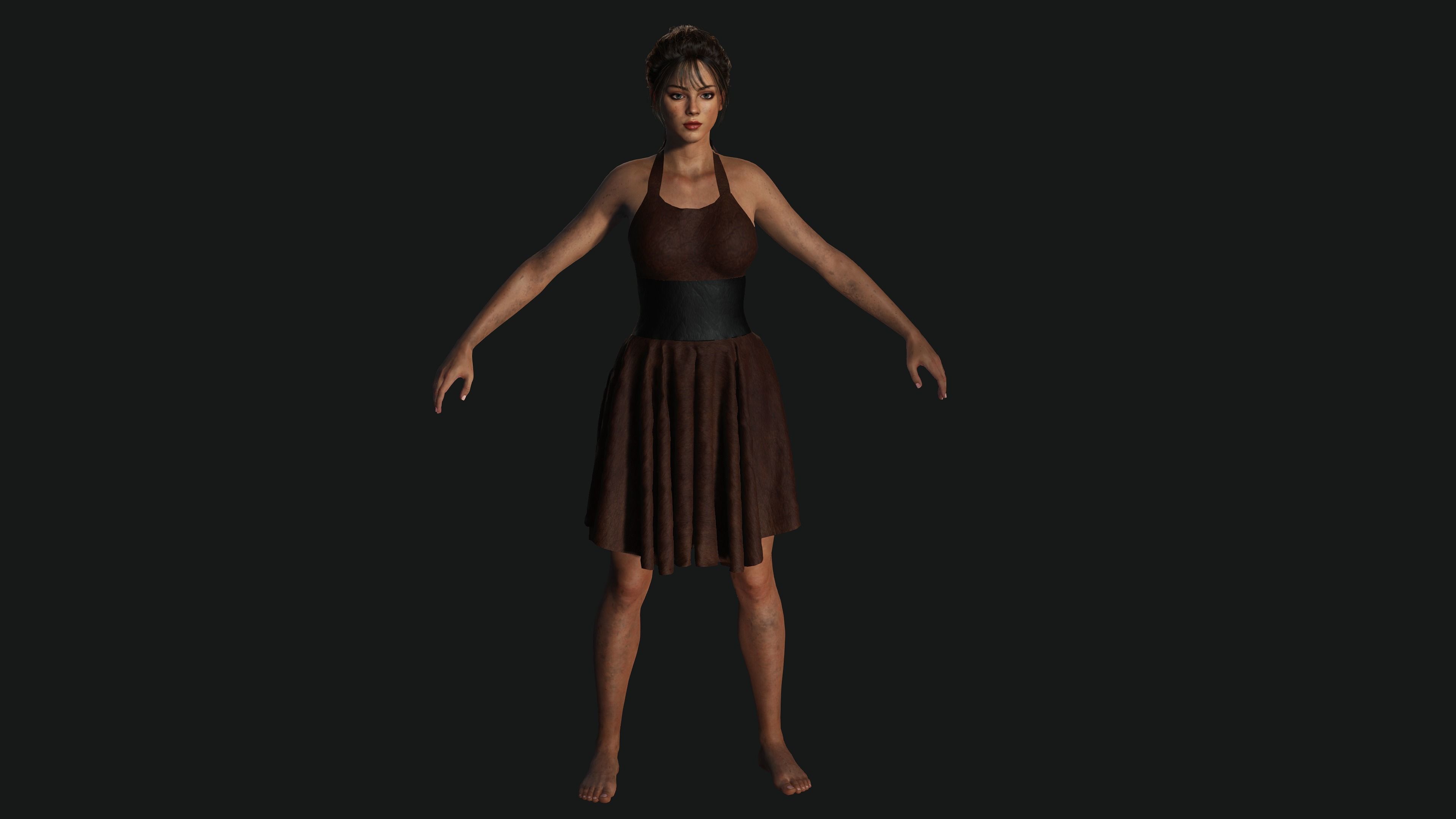 AAA 3D FANTASY FEMALE WARRIOR - KNIGHT CHARACTER Low-poly 3D model_7