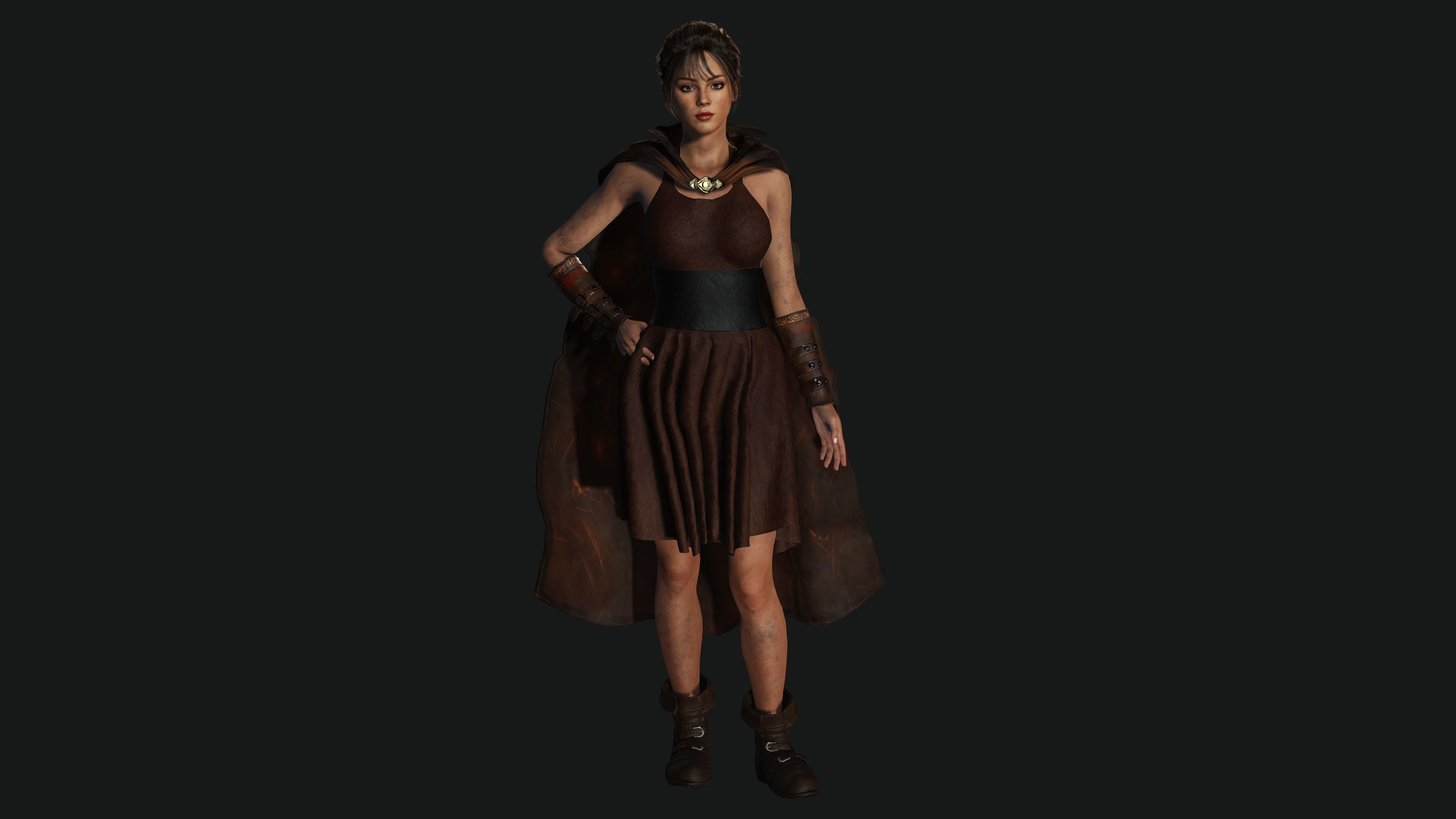 AAA 3D FANTASY FEMALE WARRIOR - KNIGHT CHARACTER Low-poly 3D model_11