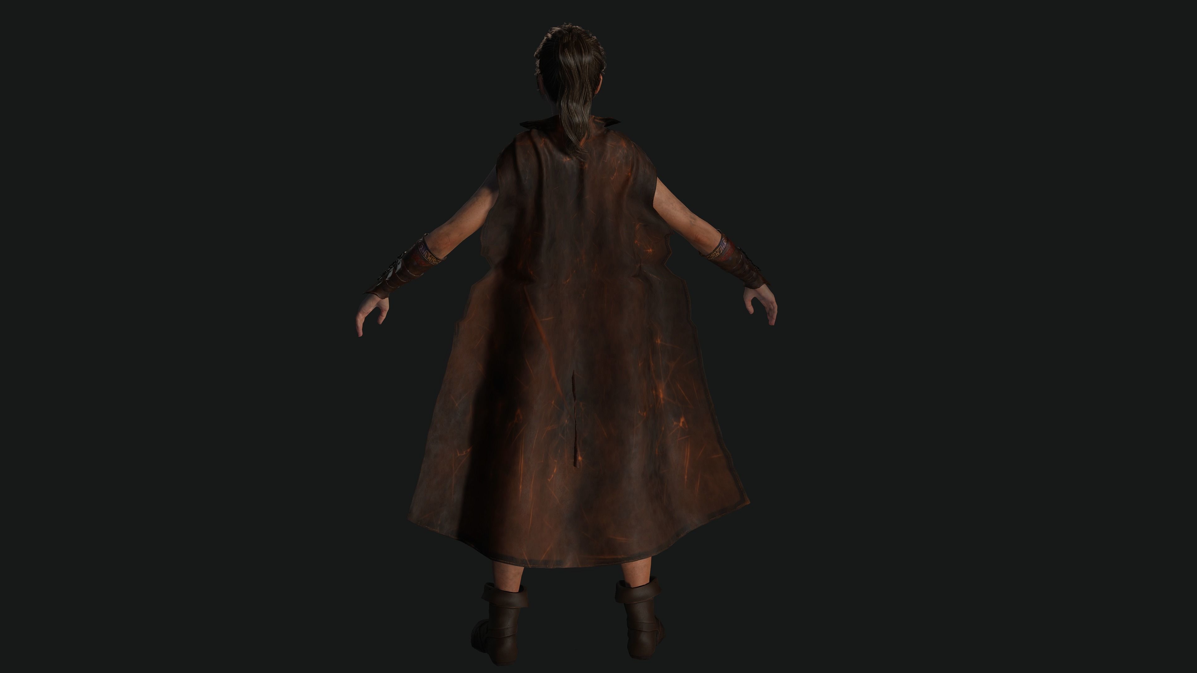 AAA 3D FANTASY FEMALE WARRIOR - KNIGHT CHARACTER Low-poly 3D model_8