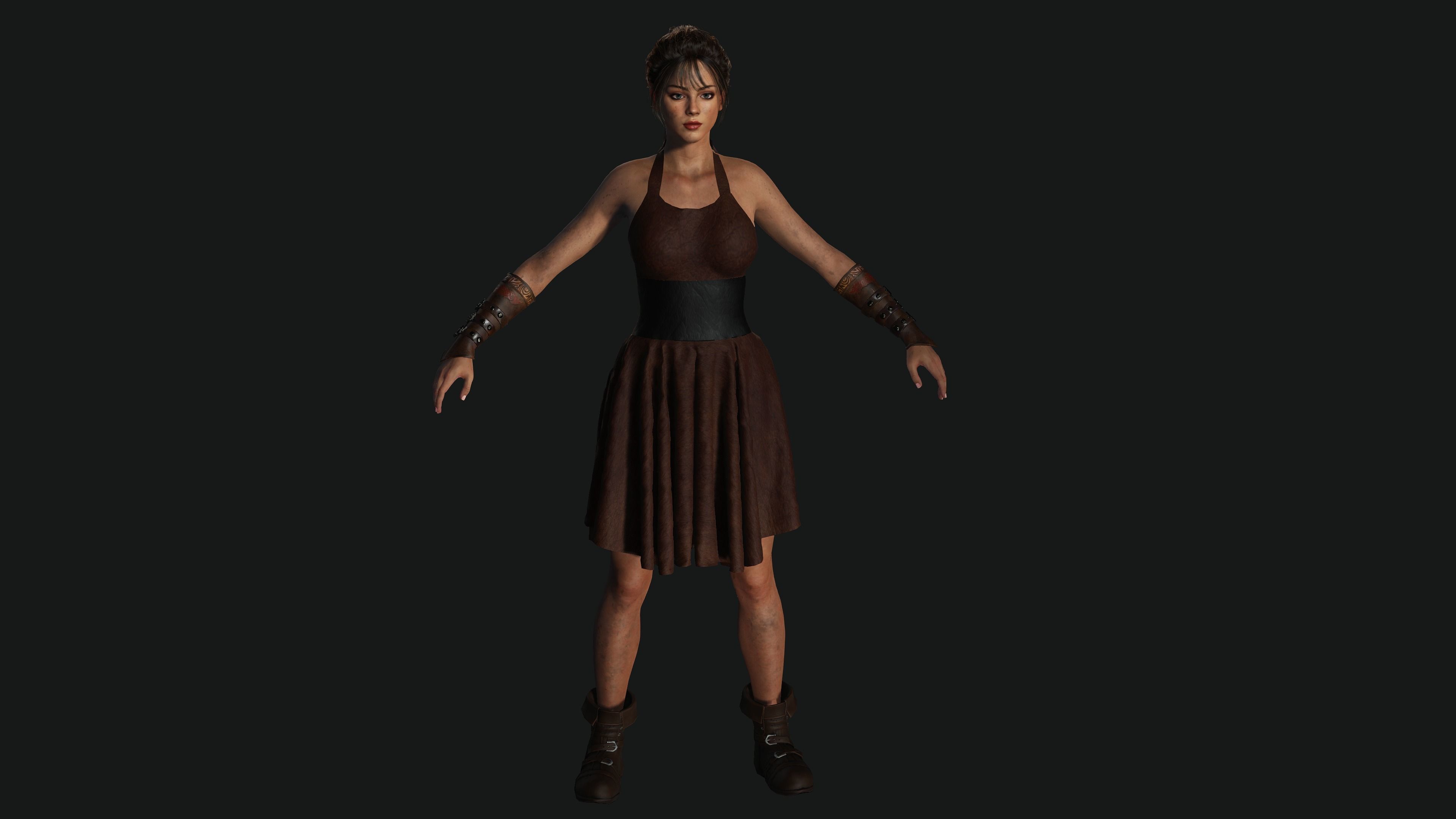 AAA 3D FANTASY FEMALE WARRIOR - KNIGHT CHARACTER Low-poly 3D model_5