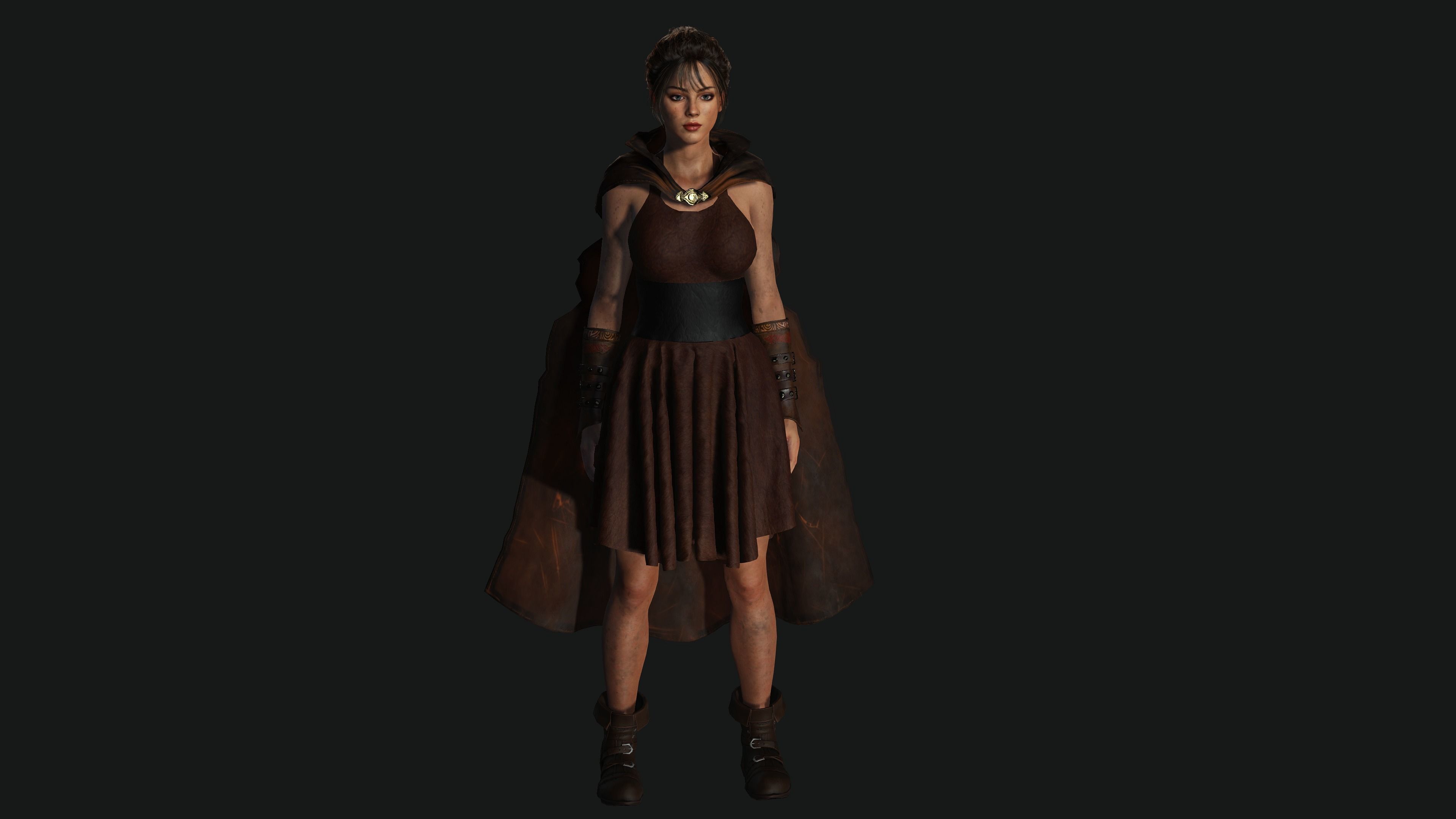 AAA 3D FANTASY FEMALE WARRIOR - KNIGHT CHARACTER Low-poly 3D model_9