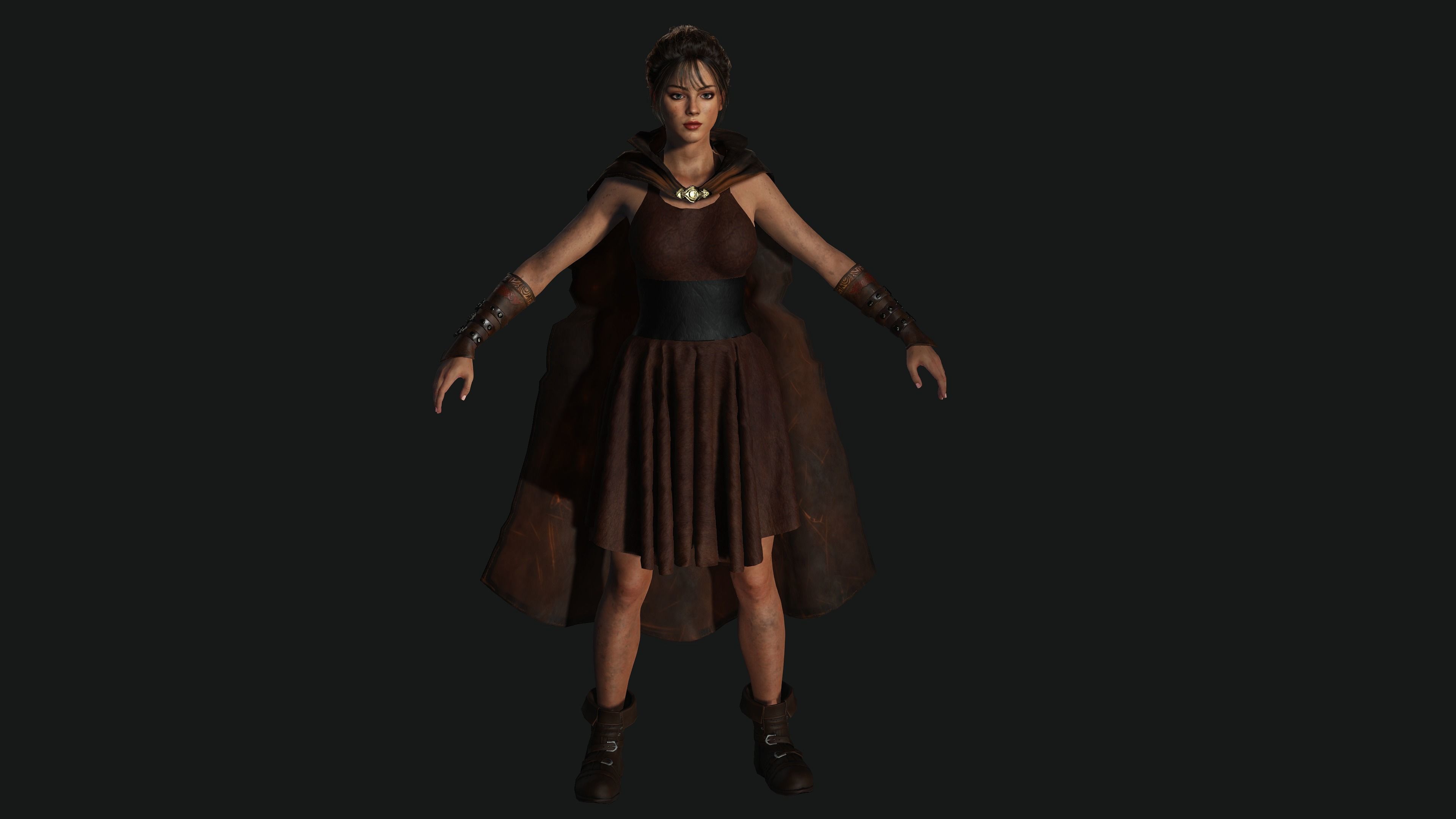 AAA 3D FANTASY FEMALE WARRIOR - KNIGHT CHARACTER Low-poly 3D model_4