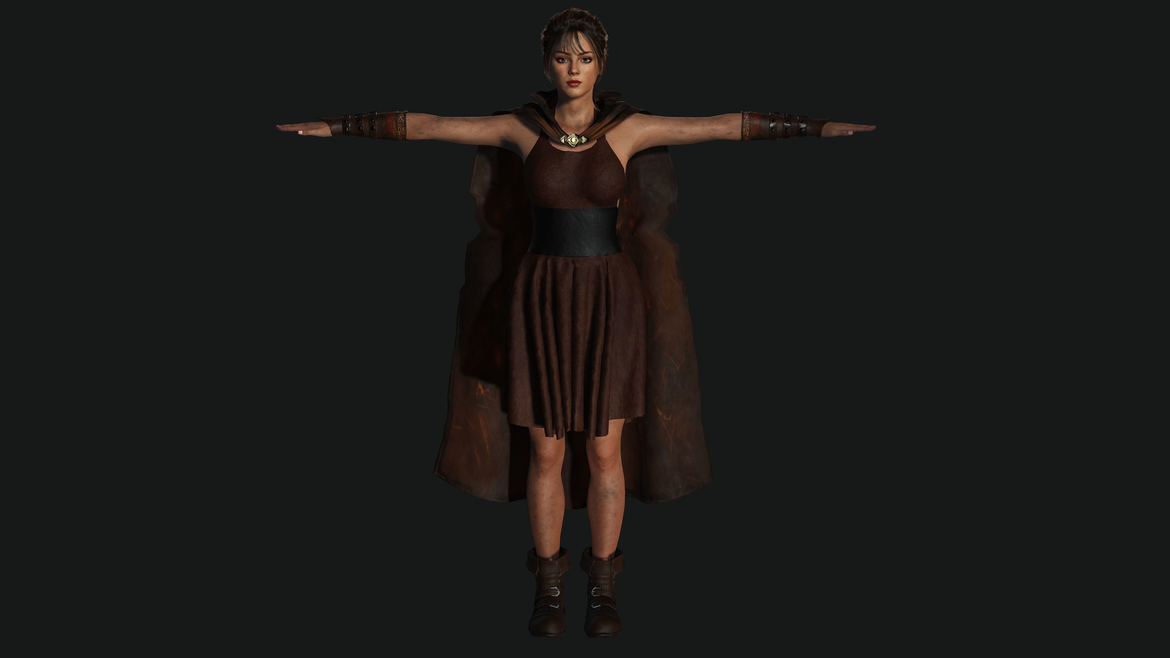 AAA 3D FANTASY FEMALE WARRIOR - KNIGHT CHARACTER Low-poly 3D model_12