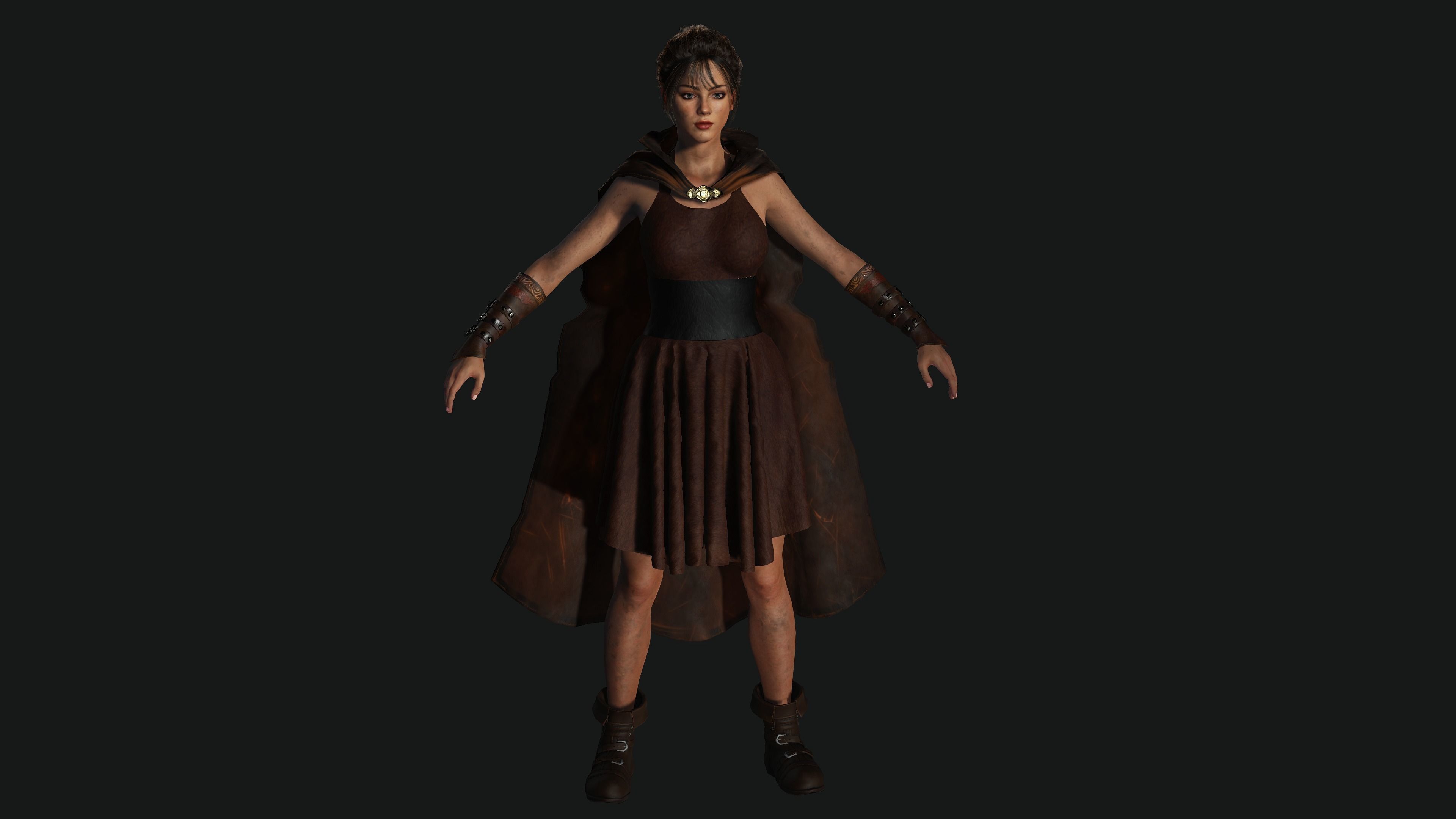 AAA 3D FANTASY FEMALE WARRIOR - KNIGHT CHARACTER Low-poly 3D model_1