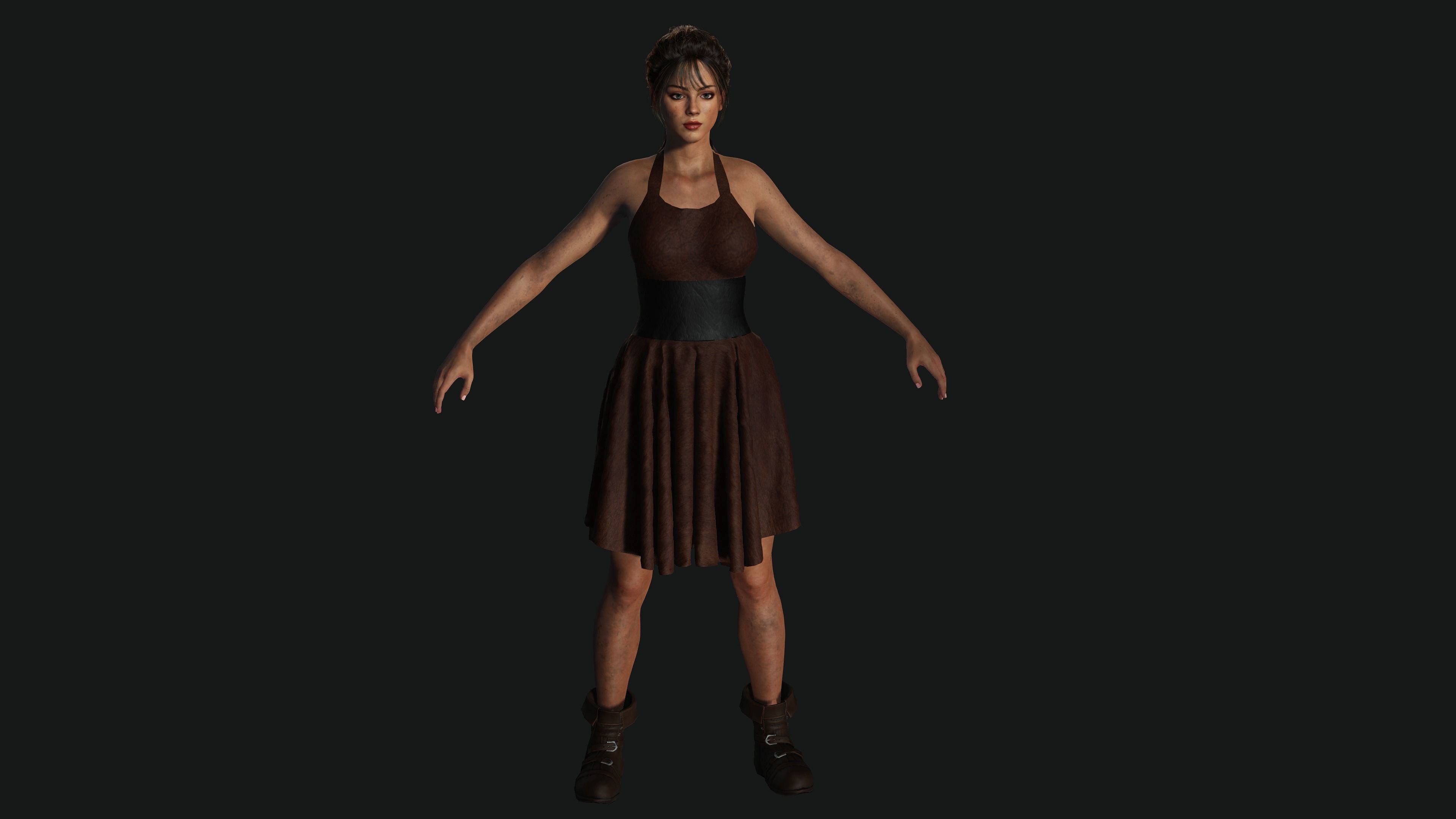 AAA 3D FANTASY FEMALE WARRIOR - KNIGHT CHARACTER Low-poly 3D model_6