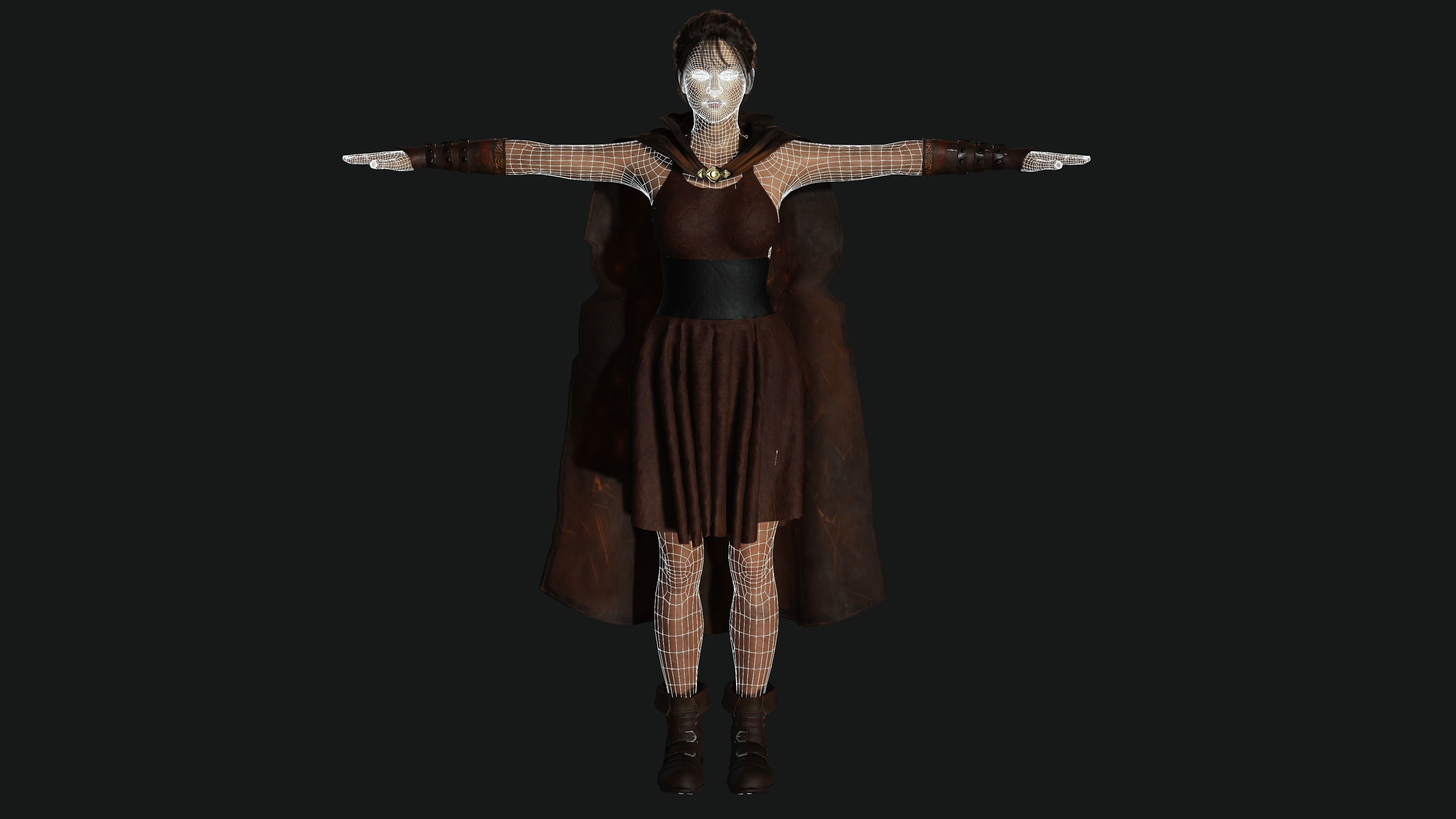 AAA 3D FANTASY FEMALE WARRIOR - KNIGHT CHARACTER Low-poly 3D model_14