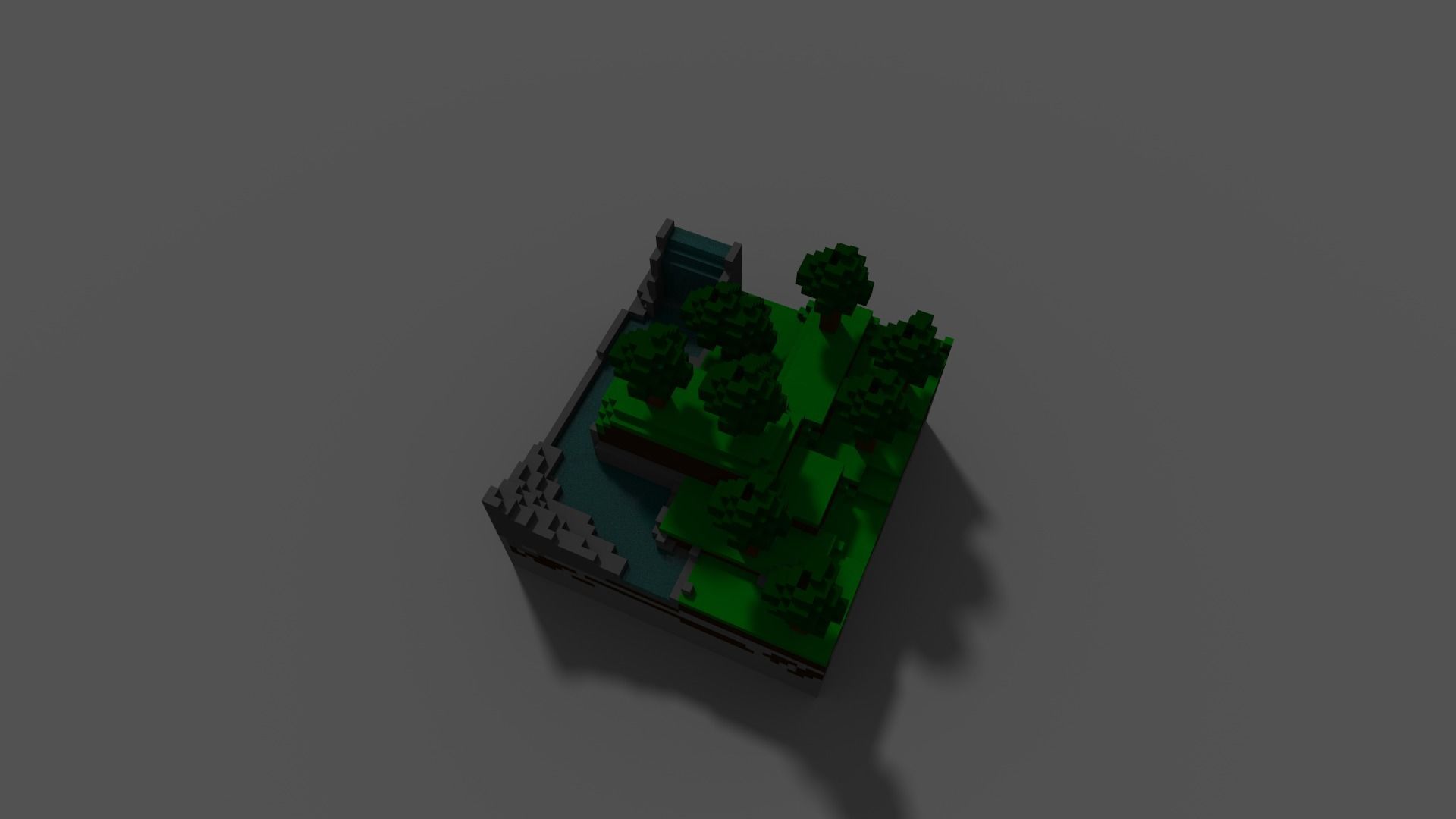 Hill with waterfall 3D model_2