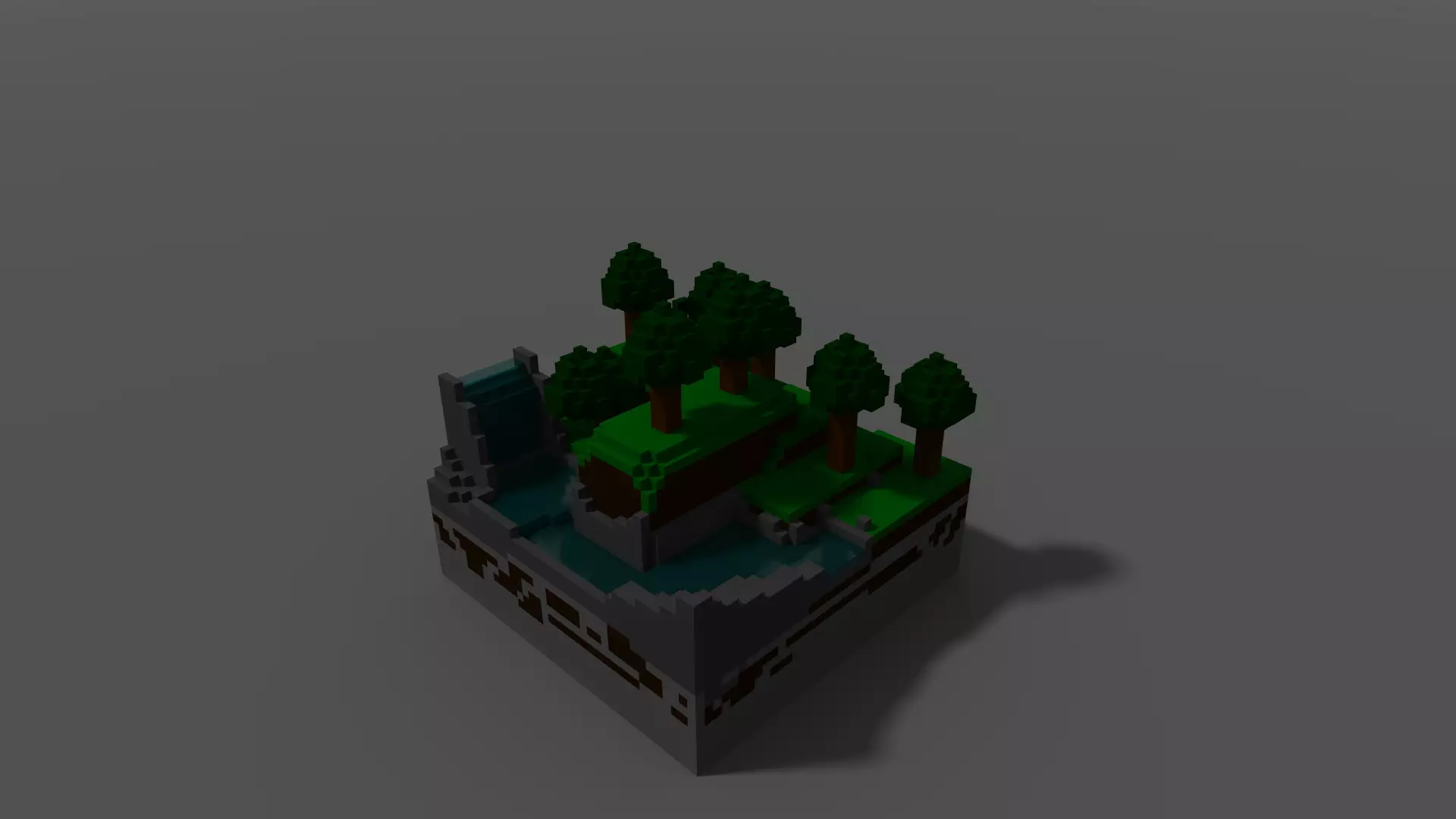 Hill with waterfall 3D model_0