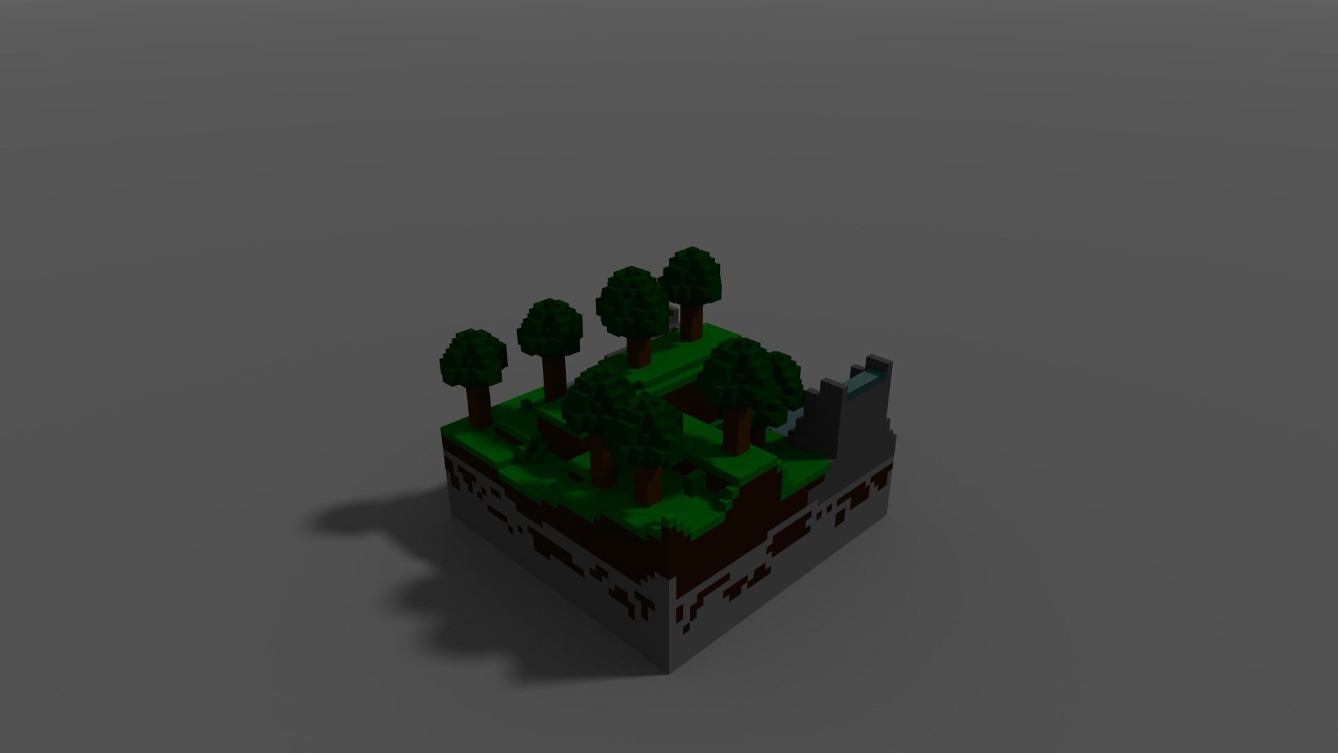 Hill with waterfall 3D model_1