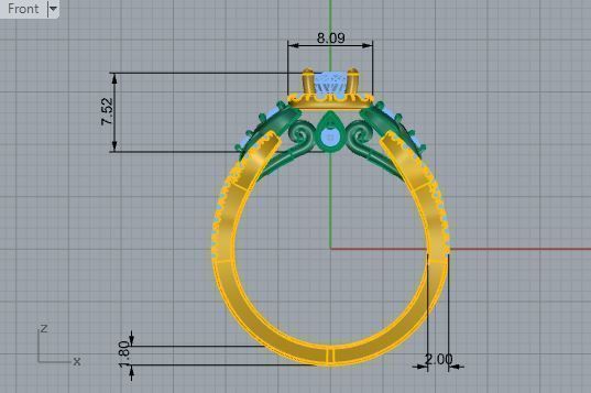 August diamond ring 2940 3D print model 3D print model_5