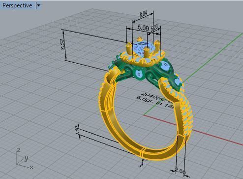August diamond ring 2940 3D print model 3D print model_7