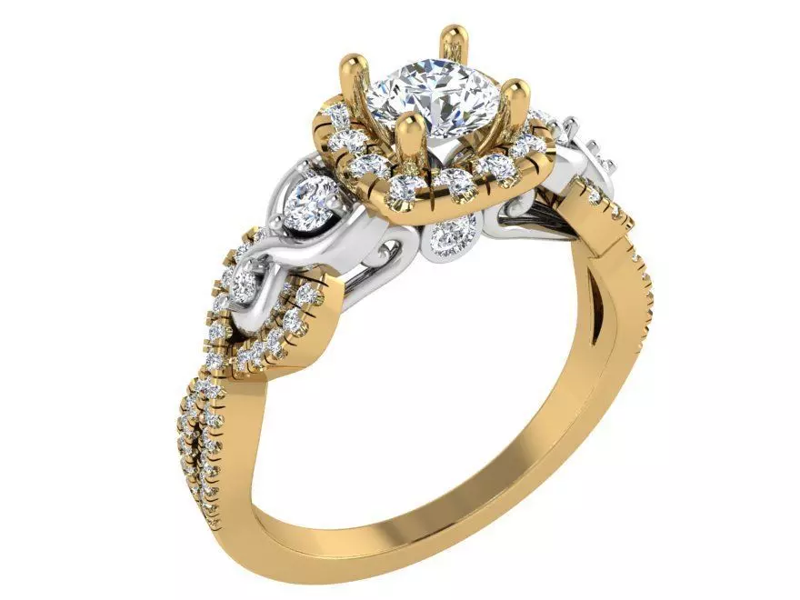 August diamond ring 2940 3D print model 3D print model_0