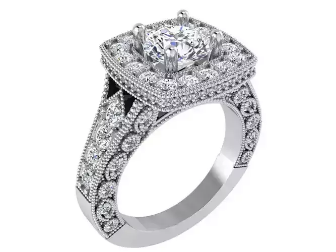 Square diamond ring 2942 3D print model