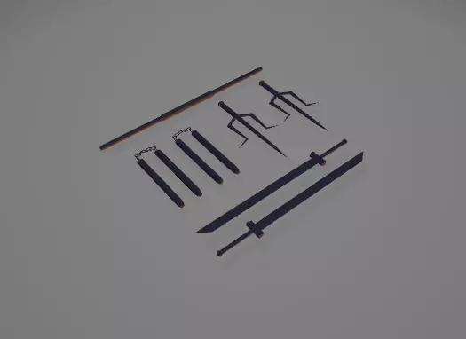 TMNT weapons  Low-poly 3D model_0