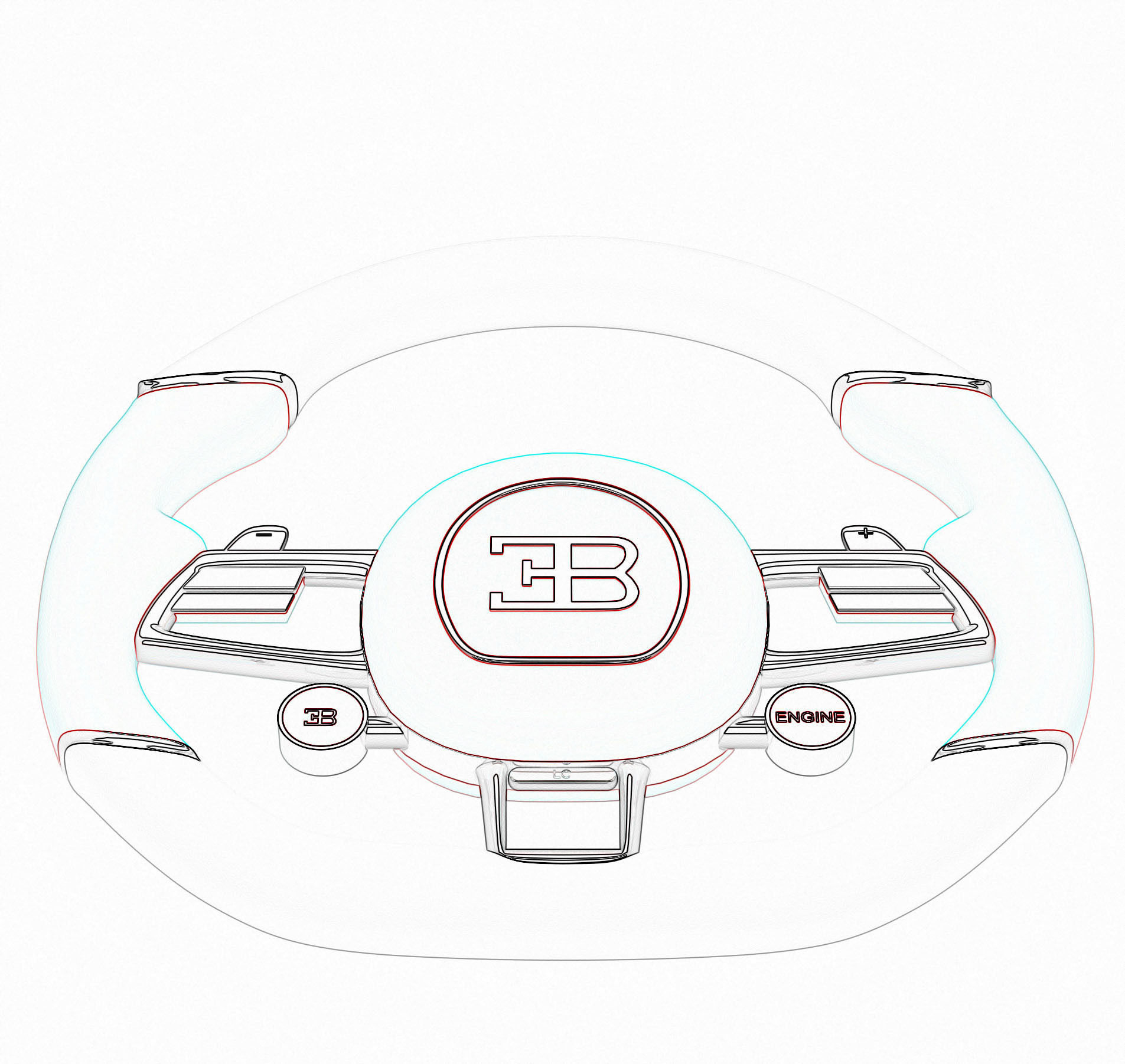 Chiron Steering Wheel 3D model_7