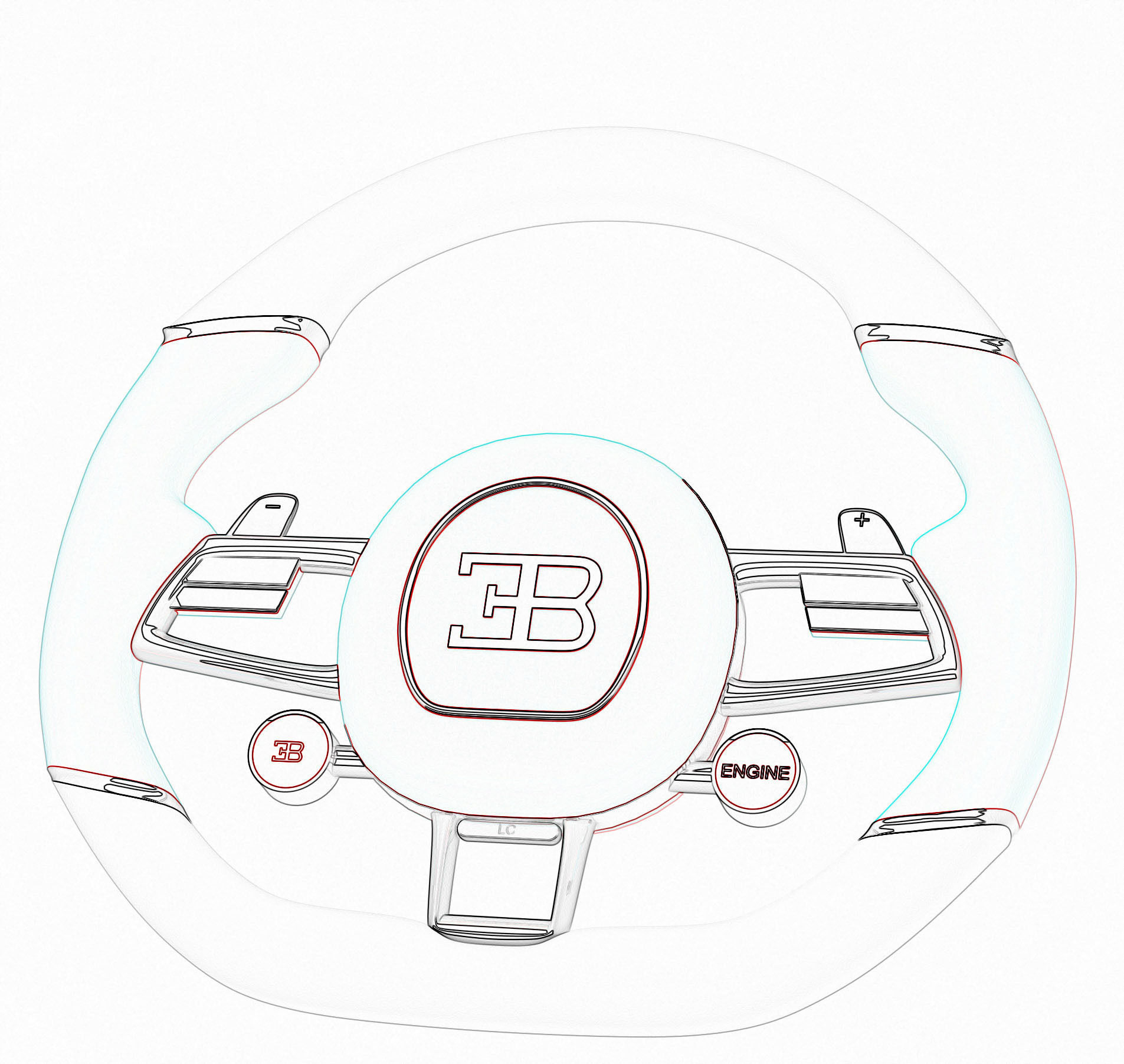 Chiron Steering Wheel 3D model_6