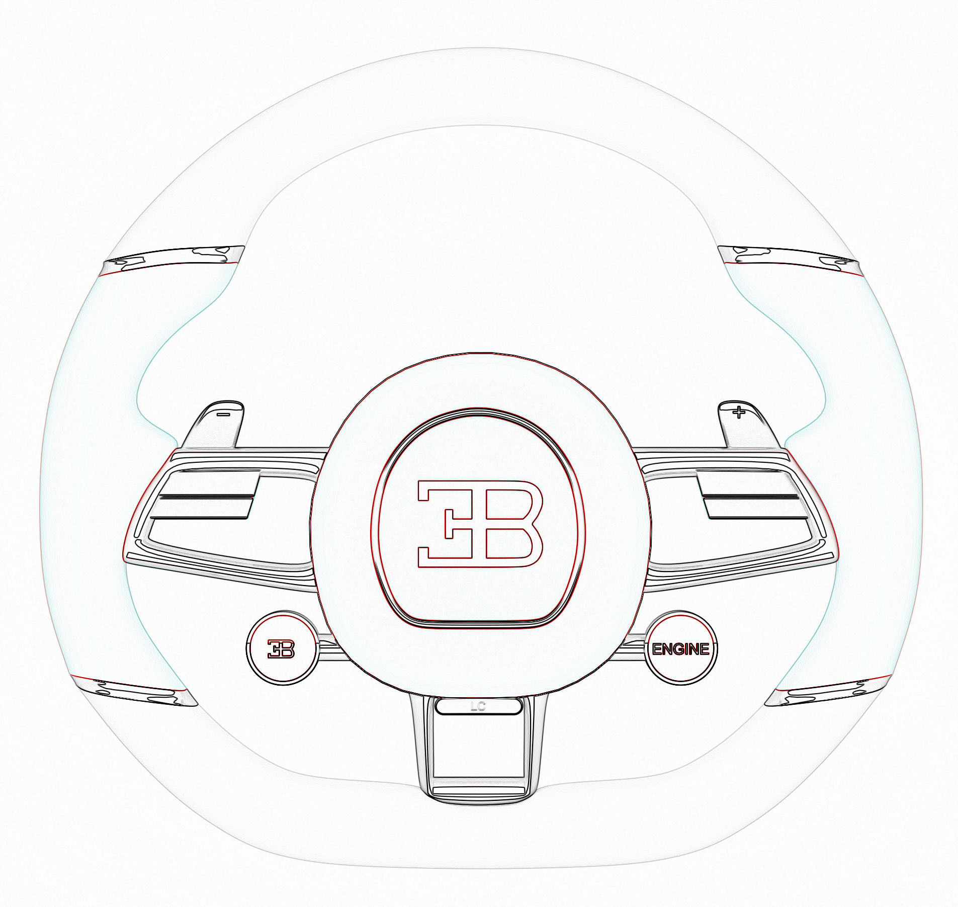 Chiron Steering Wheel 3D model_4