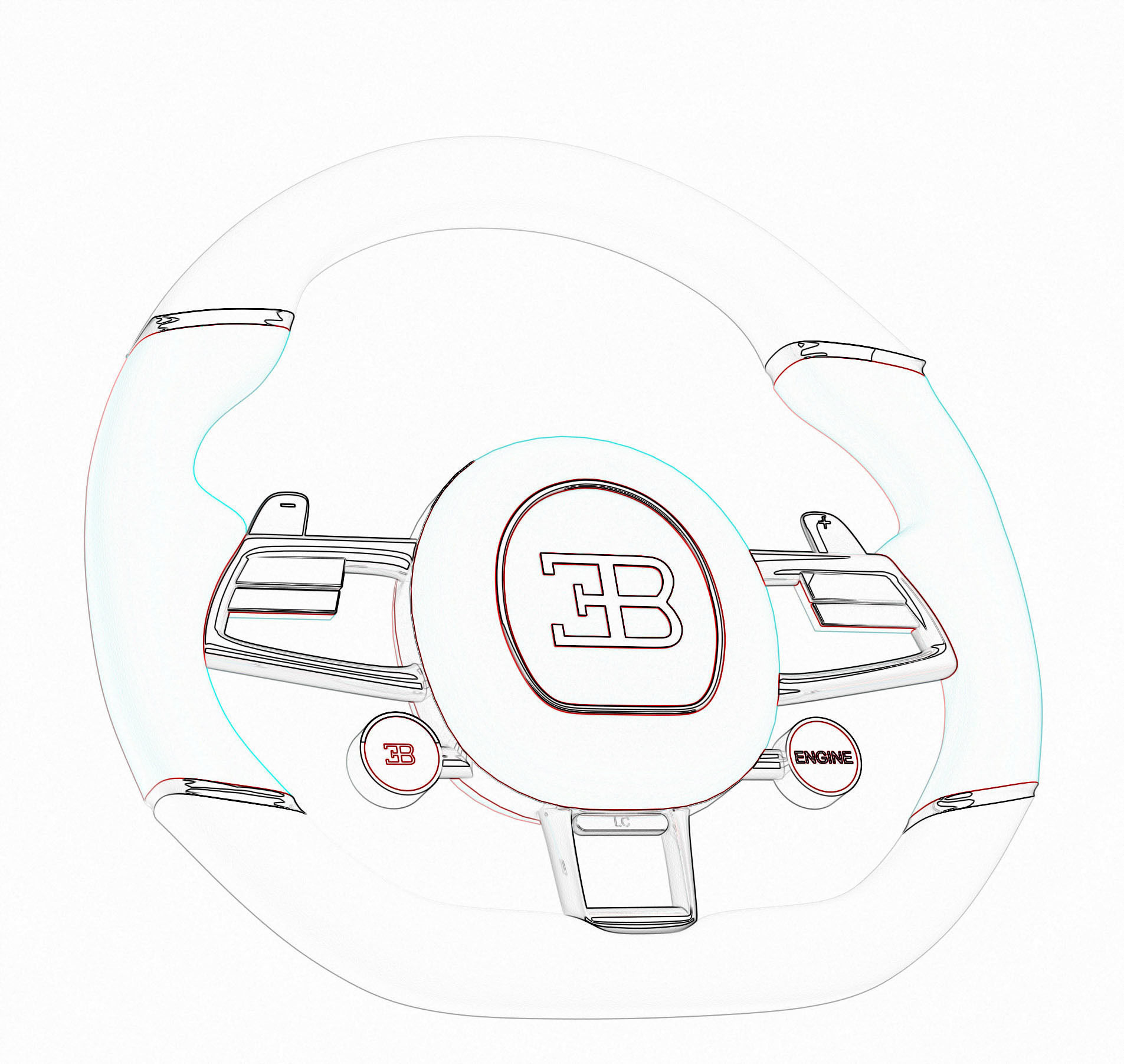 Chiron Steering Wheel 3D model_5