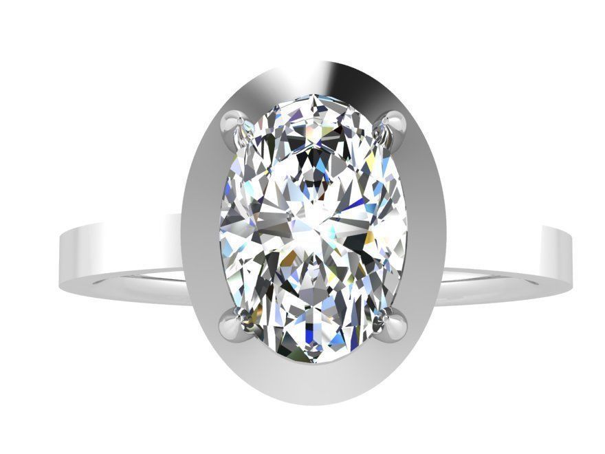 Oval stone diamond ring 2944 3D print model 3D print model_2