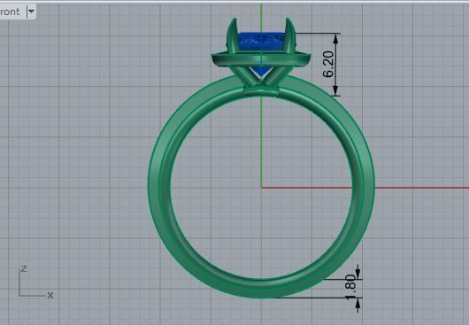 Oval stone diamond ring 2944 3D print model 3D print model_5