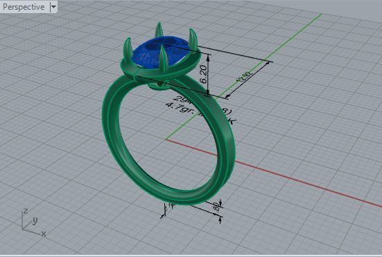 Oval stone diamond ring 2944 3D print model 3D print model_7