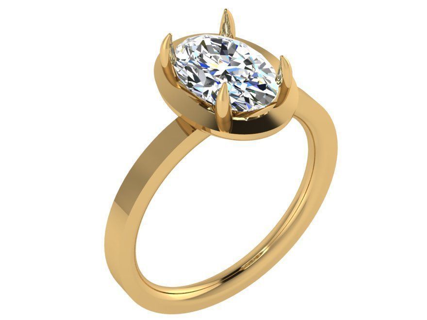 Oval stone diamond ring 2944 3D print model 3D print model_1