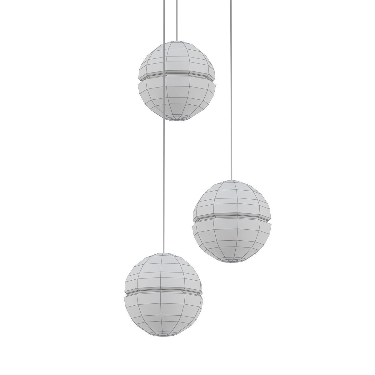 BOCCI three sphere pendant lights in chrome and glass 3D model_4