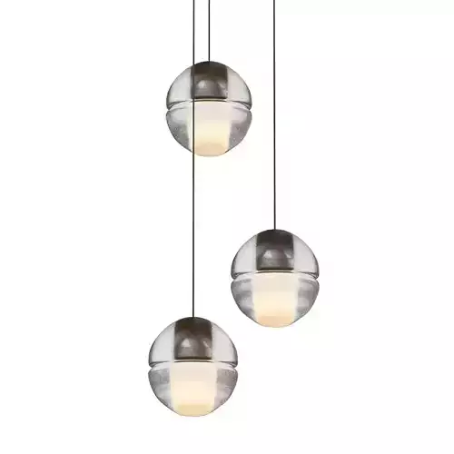 BOCCI three sphere pendant lights in chrome and glass