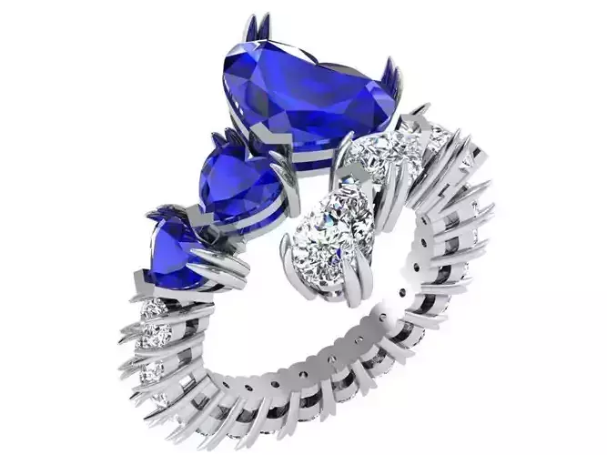 Blue heart ring 2947 3D print model