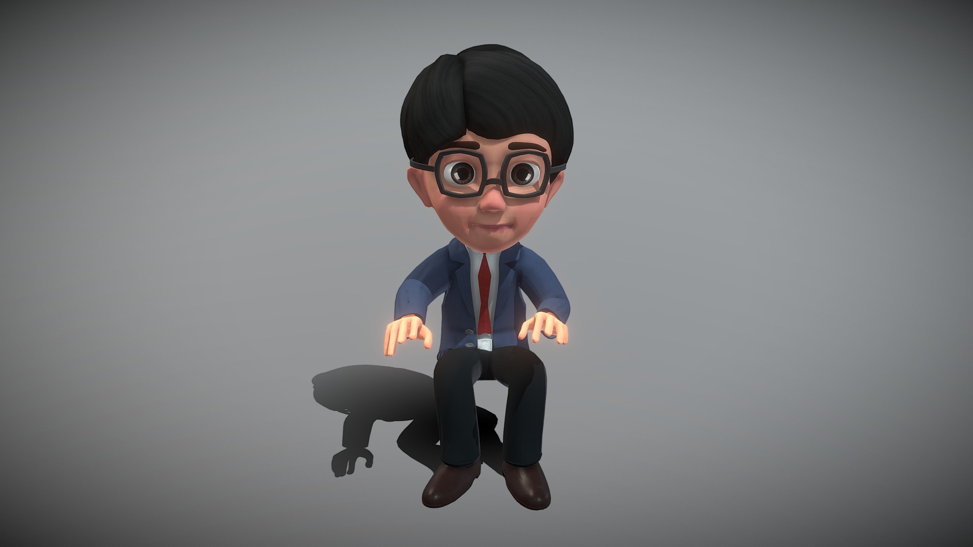 Cartoon Young Man 3D model_4