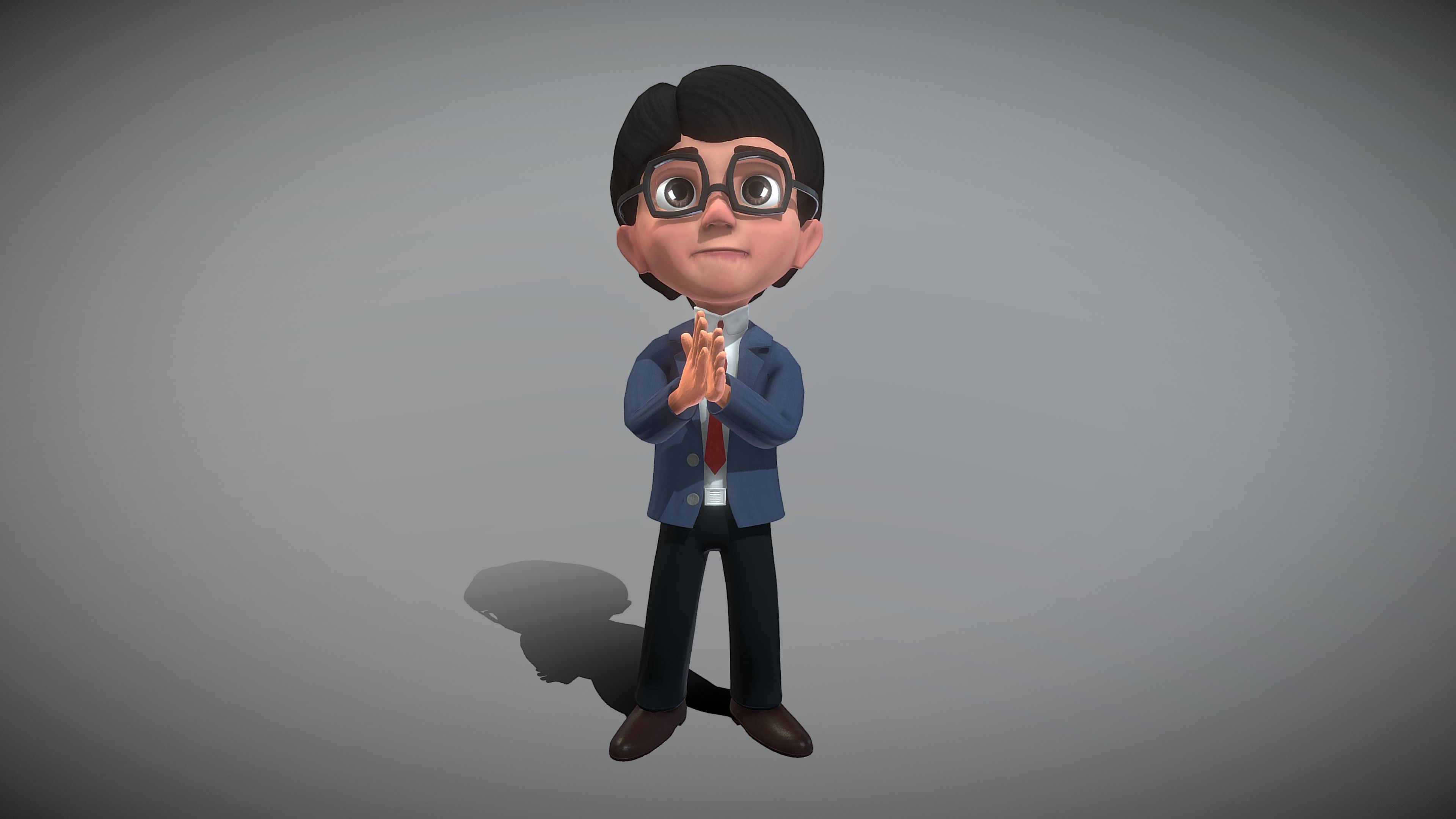 Cartoon Young Man 3D model_2