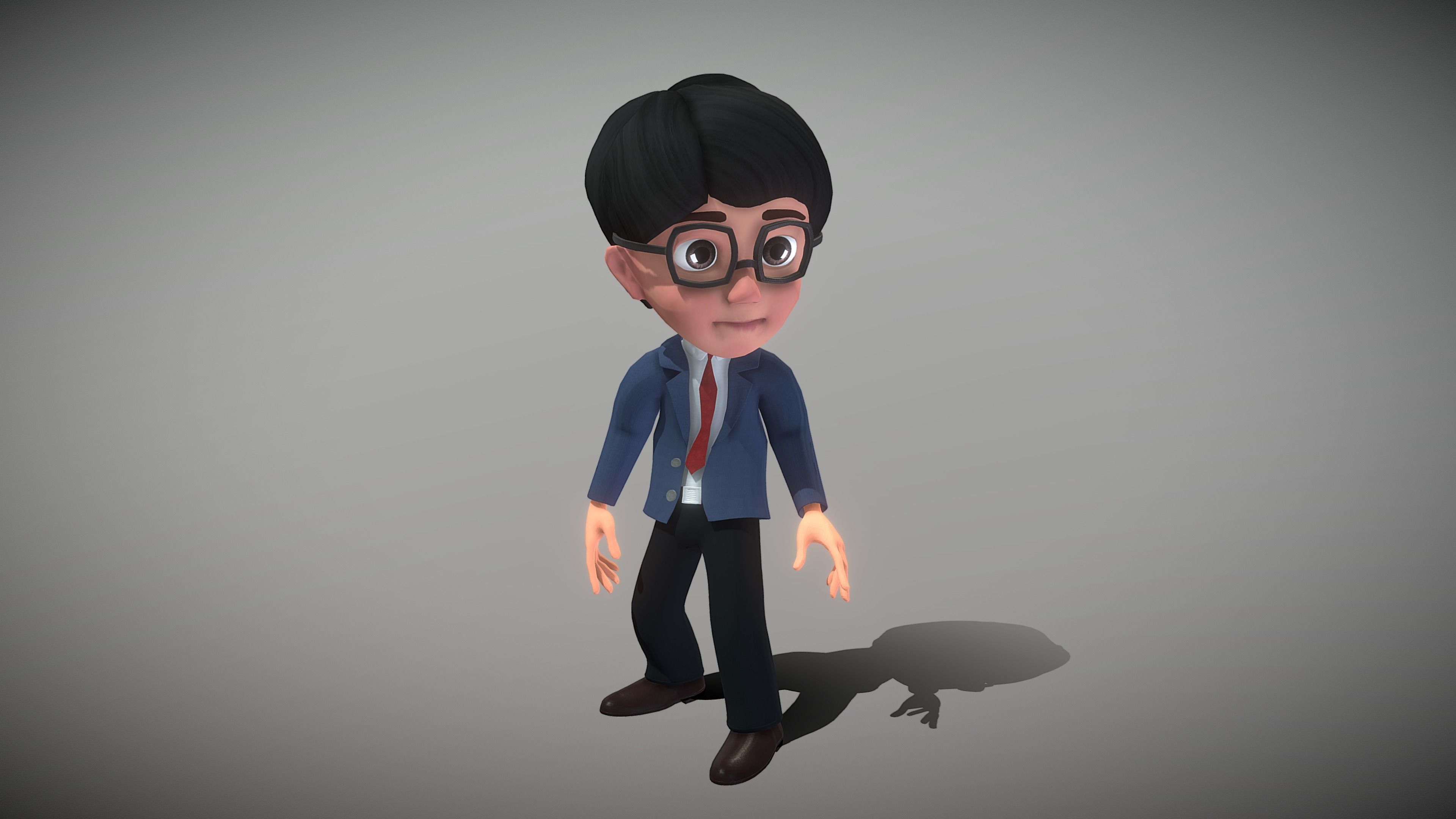 Cartoon Young Man 3D model_8