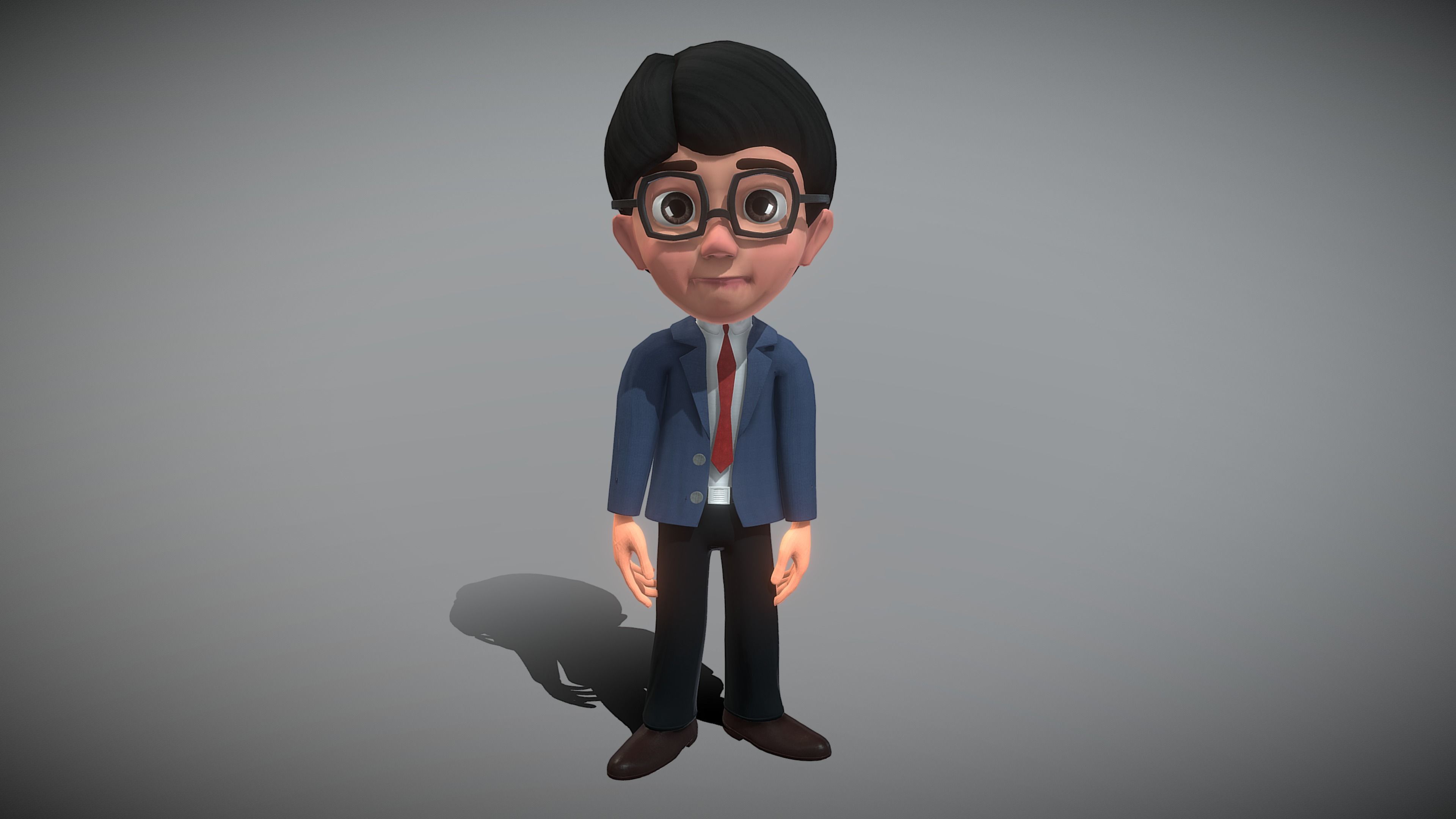 Cartoon Young Man 3D model_3