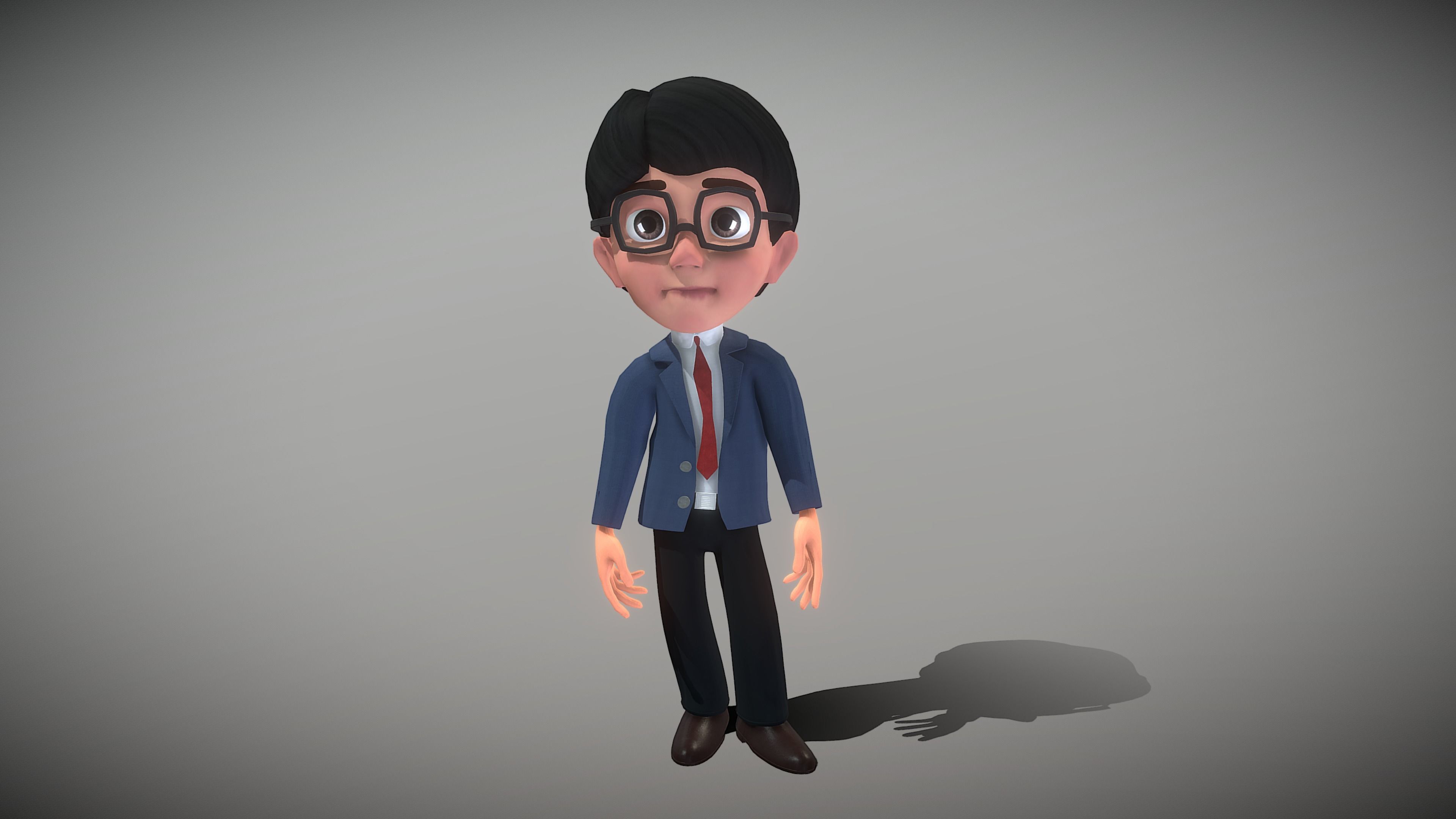 Cartoon Young Man 3D model_10