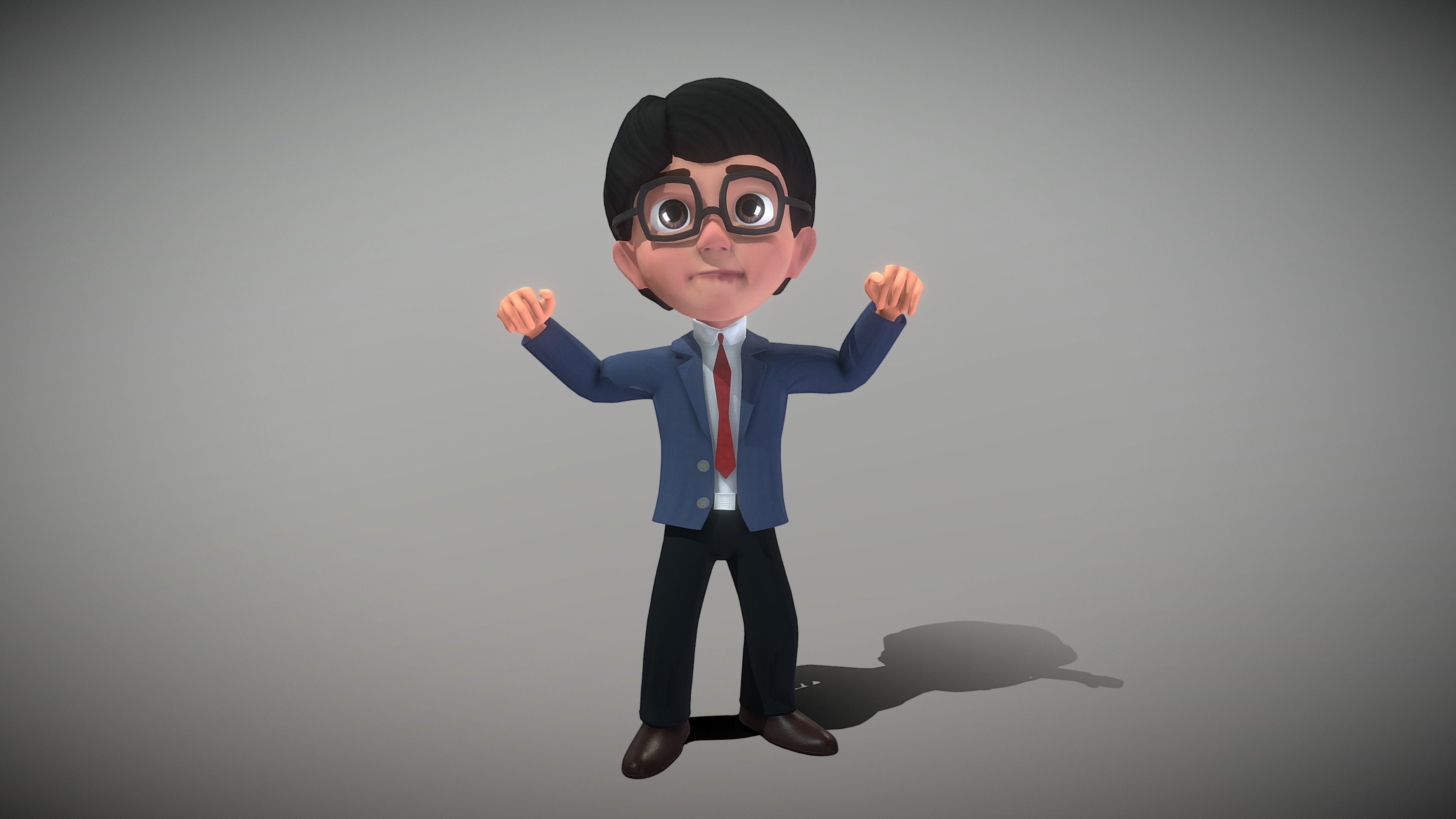 Cartoon Young Man 3D model_11
