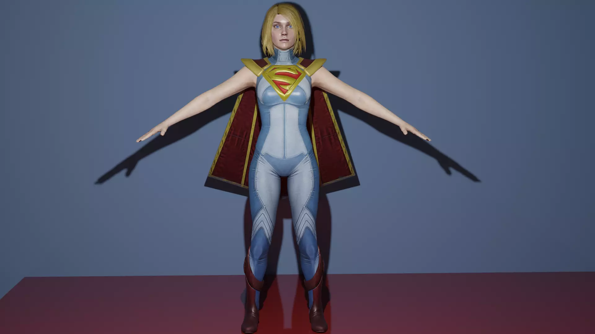 Supergirl woman wearing superman cape 3D model