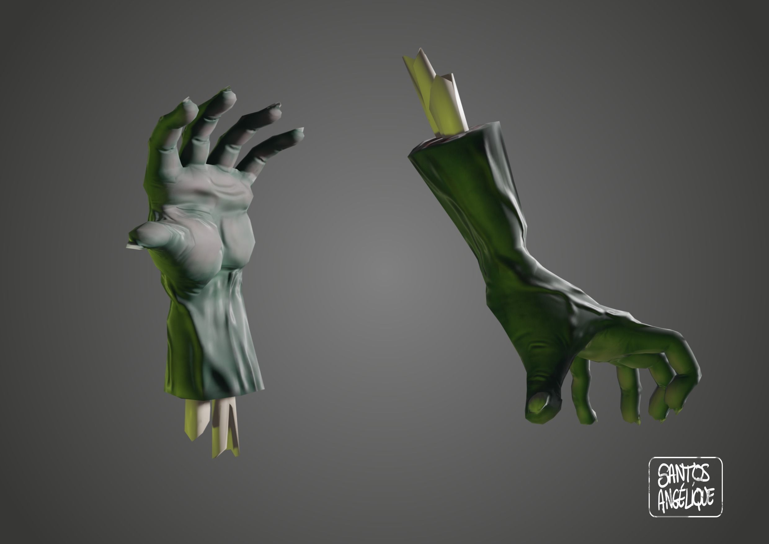 Zombie hand Low-poly 3D model_2