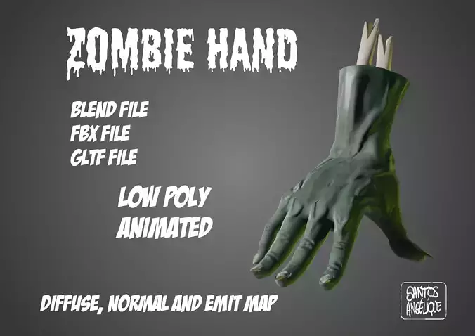 Zombie hand Low-poly 3D model