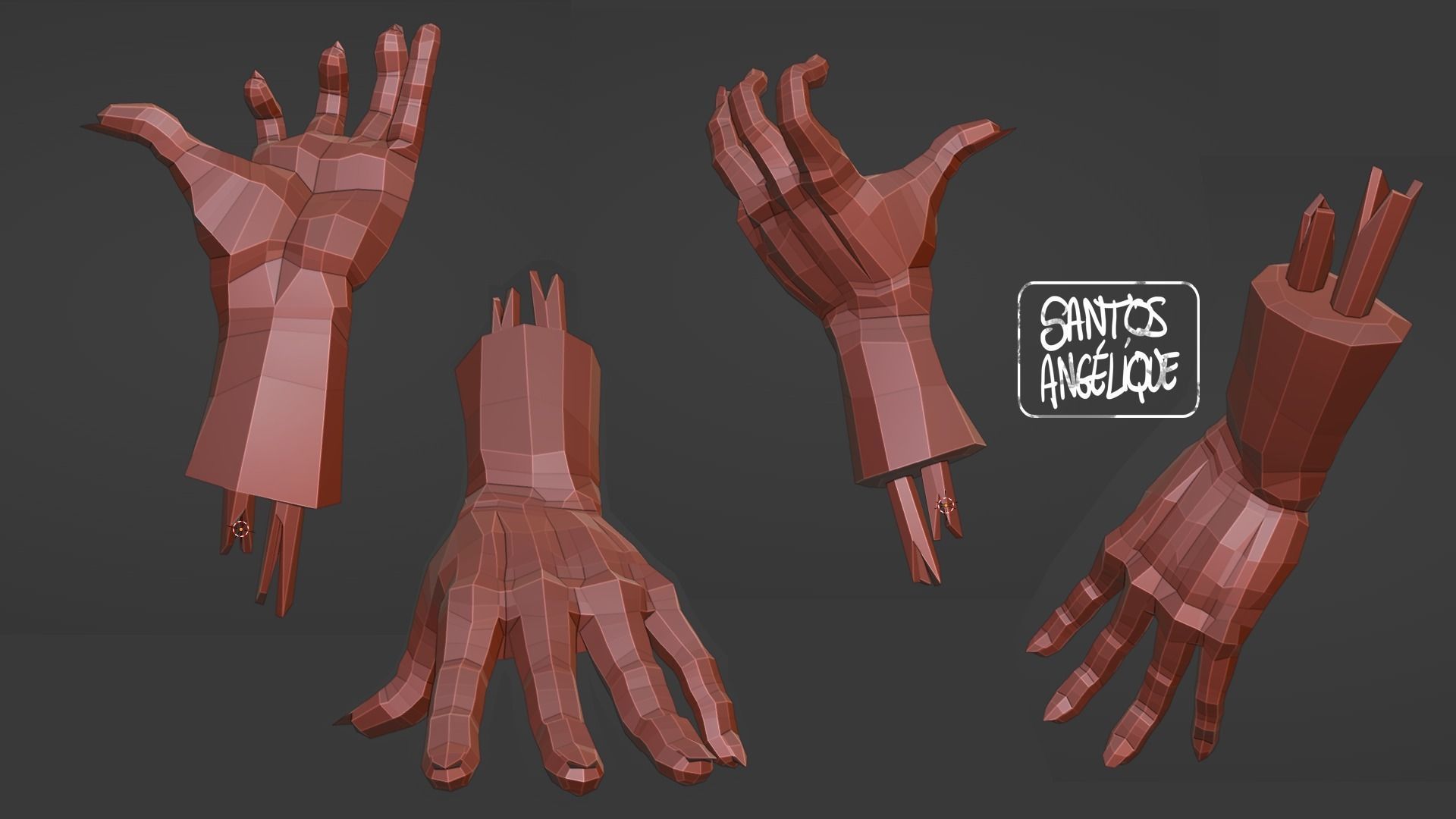 Zombie hand Low-poly 3D model_4