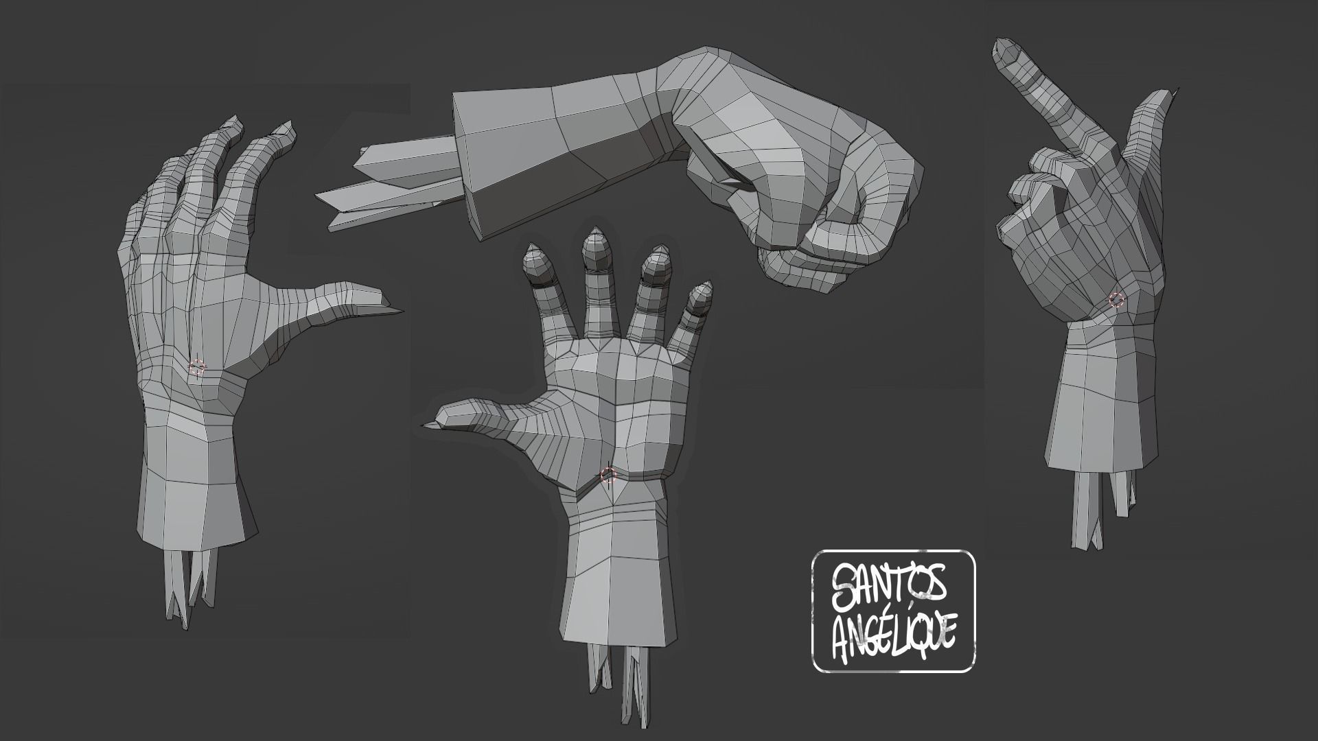 Zombie hand Low-poly 3D model_3