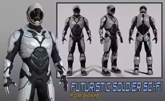 Futuristic Soldier Sci-fi low poly  Low-poly 3D model