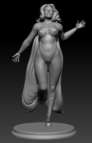 Supergirl woman wearing cape 3D print model