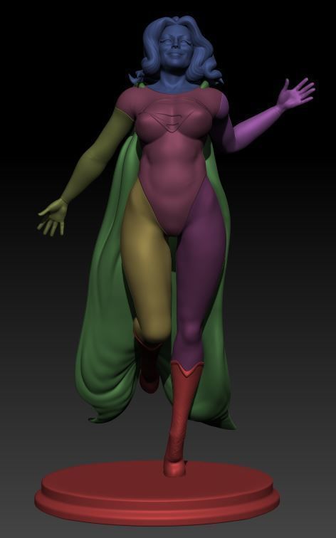 Supergirl woman wearing cape 3D print model_5